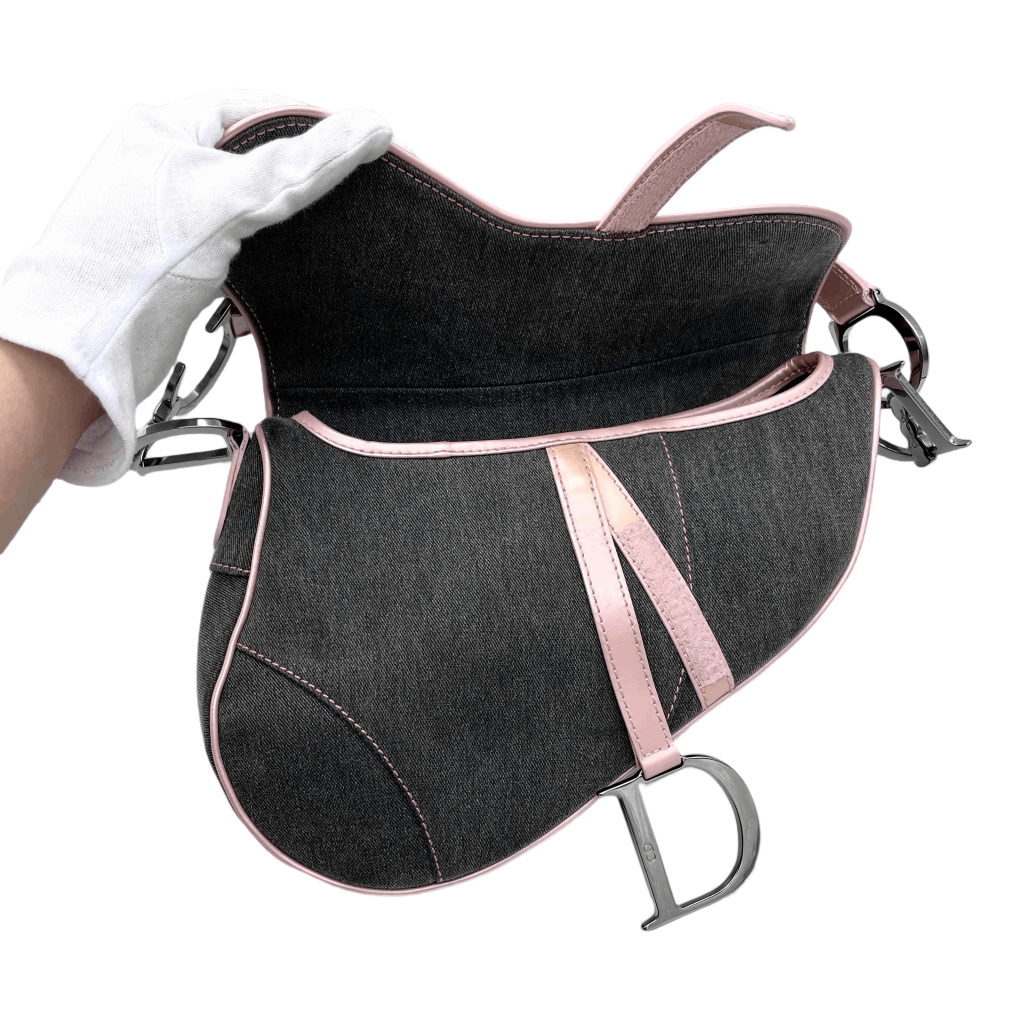 Dior Christian Dior Saddlebag Denim Shoulder Bag Gray Size ONE SIZE - 12 Thumbnail