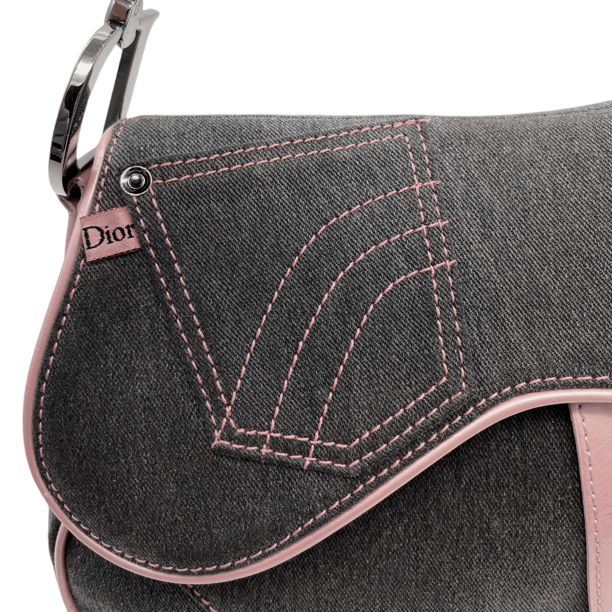 Dior Christian Dior Saddlebag Denim Shoulder Bag Gray Size ONE SIZE - 5 Thumbnail