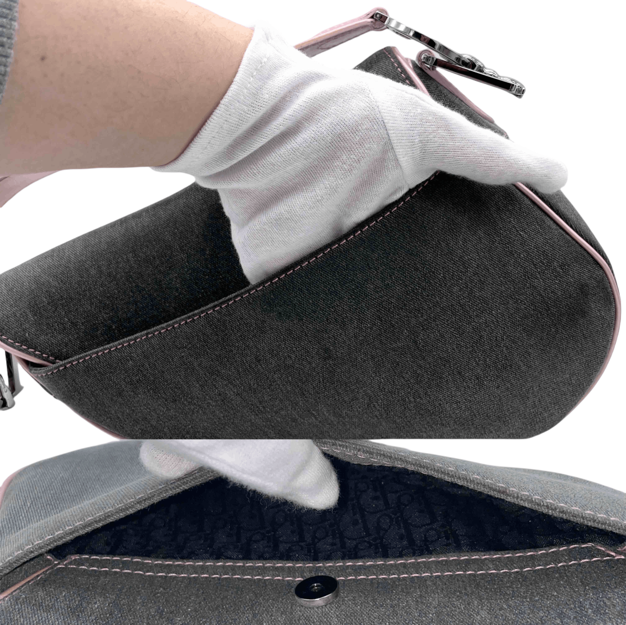 Dior Christian Dior Saddlebag Denim Shoulder Bag Gray Size ONE SIZE - 11 Thumbnail