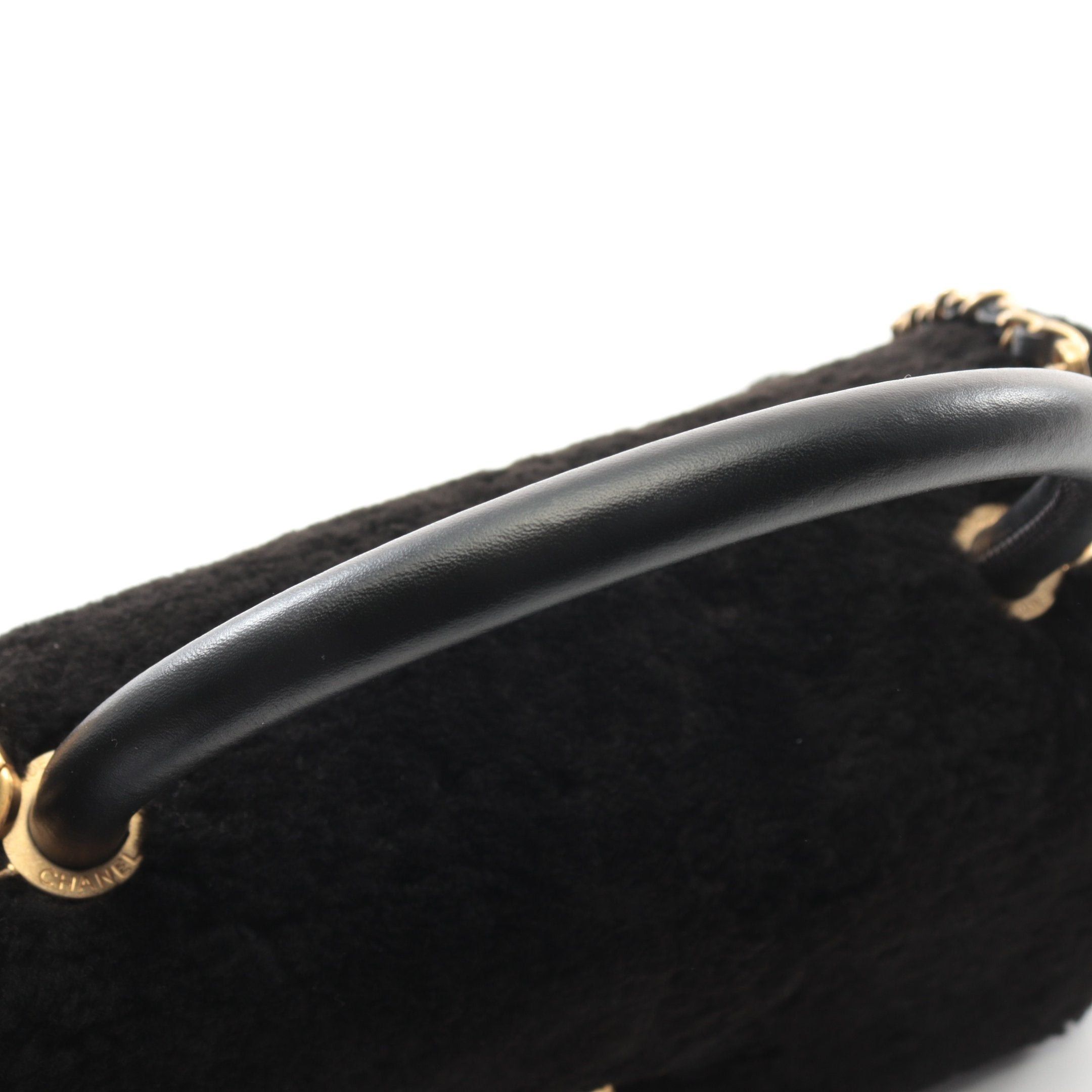 Chanel Coco Handle Top Flap Bag Matelasse Handbag Mouton Black Gold Hardware