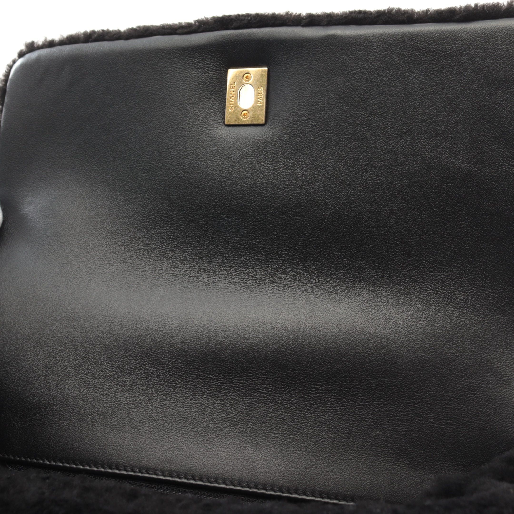 Chanel Coco Handle Top Flap Bag Matelasse Handbag Mouton Black Gold Hardware