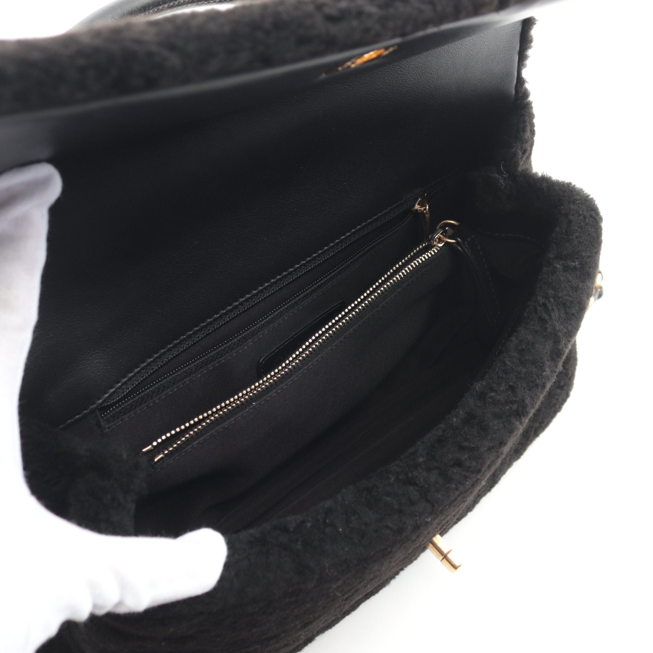 Chanel Coco Handle Top Flap Bag Matelasse Handbag Mouton Black Gold Hardware