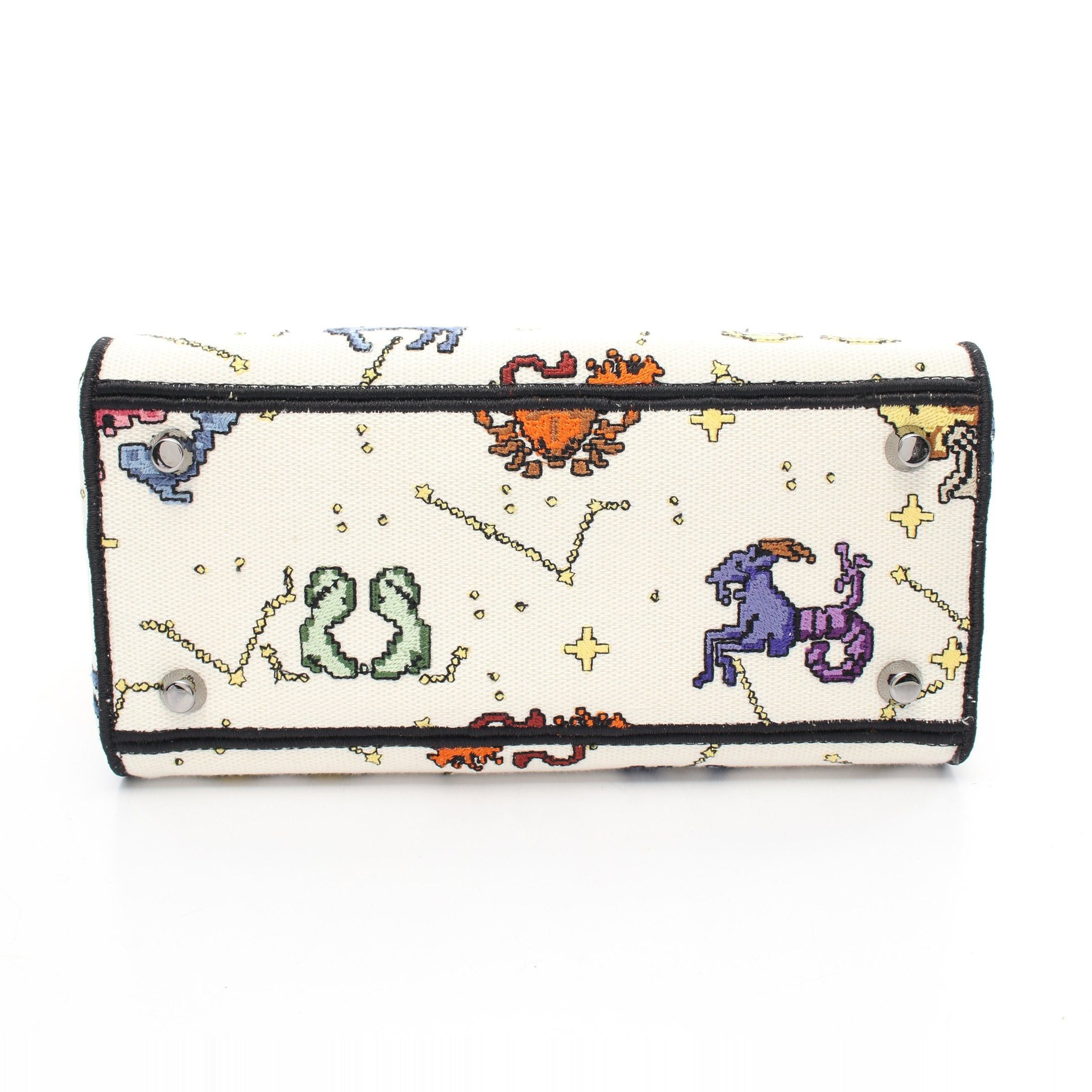 Dior Dior Lady Medium Handbag Canvas White Multicolor Size ONE SIZE - 12 Thumbnail