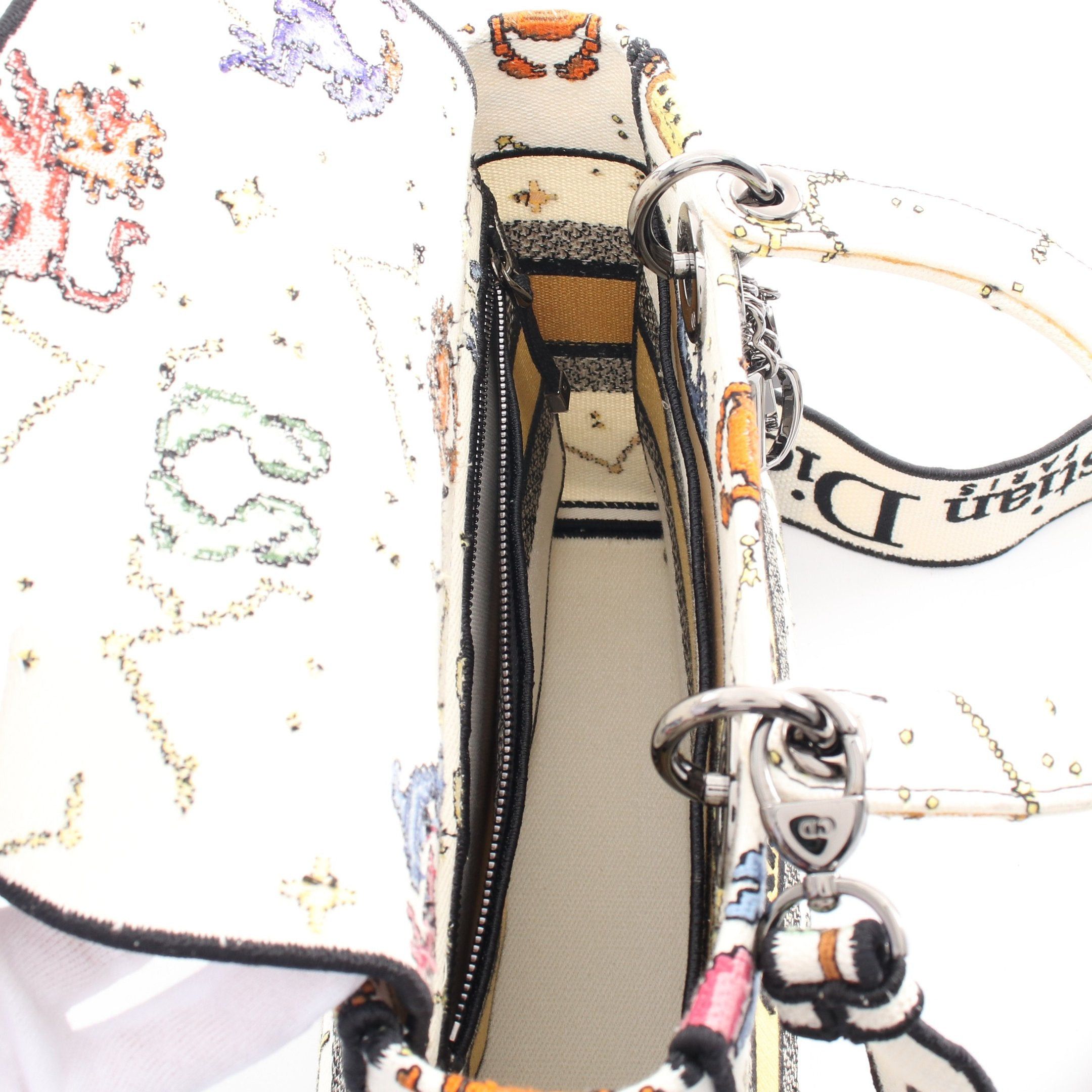 Dior Dior Lady Medium Handbag Canvas White Multicolor Size ONE SIZE - 3 Thumbnail