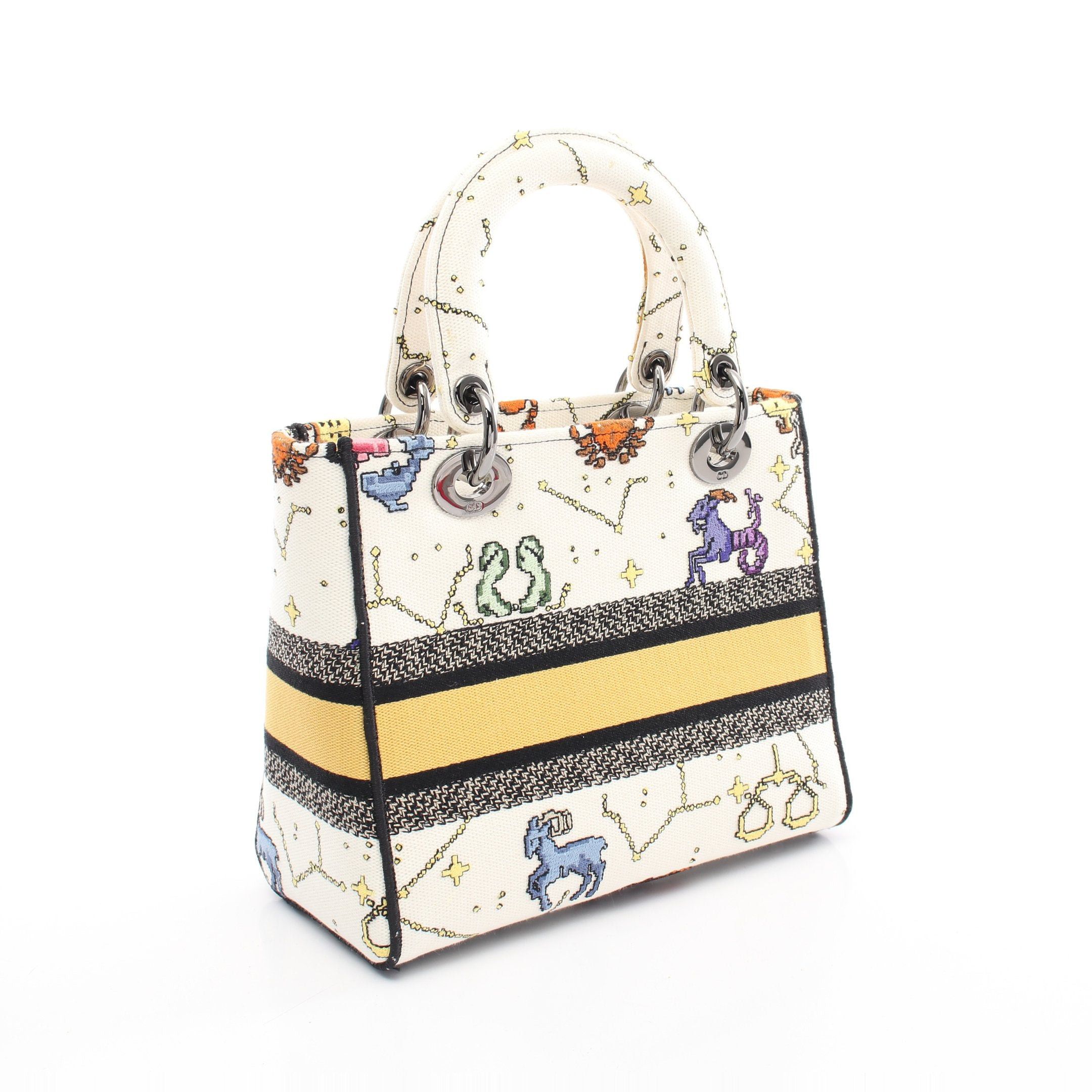 Dior Dior Lady Medium Handbag Canvas White Multicolor Size ONE SIZE - 2 Thumbnail