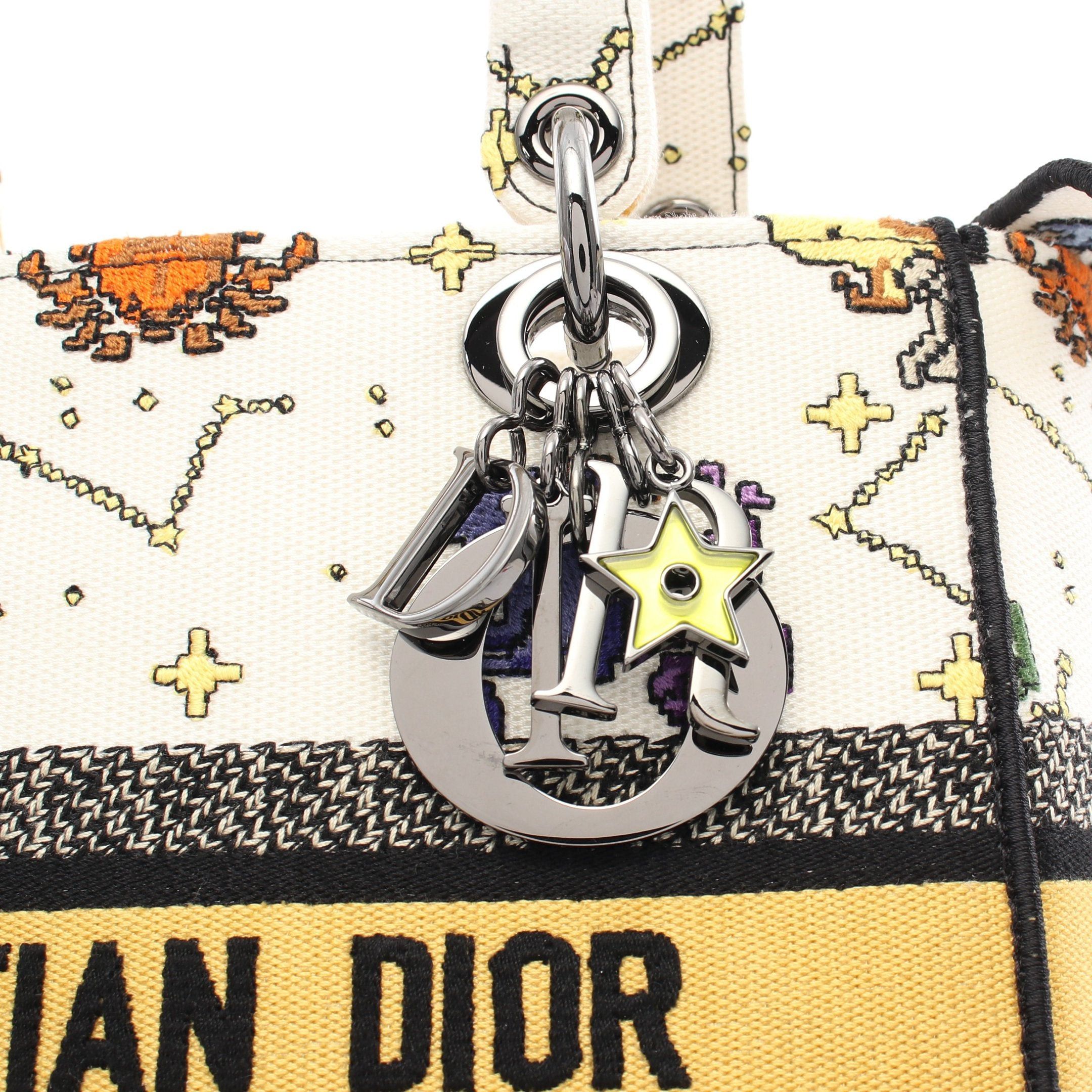 Dior Dior Lady Medium Handbag Canvas White Multicolor Size ONE SIZE - 9 Thumbnail