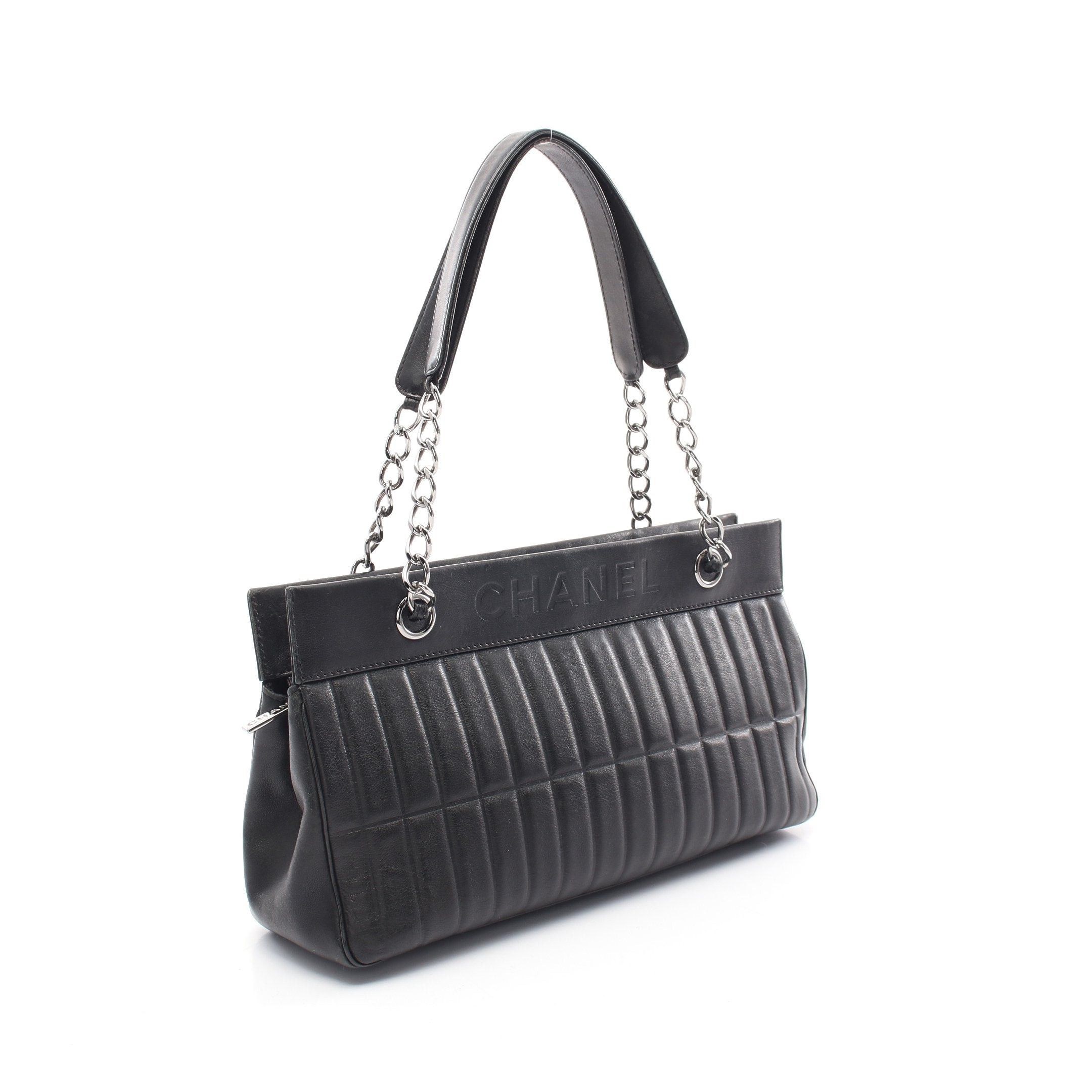 Chanel Chanel Chocolate Bar Chain Handbag Tote Bag Lambskin Black Silver Hardware Size ONE SIZE - 2 Thumbnail