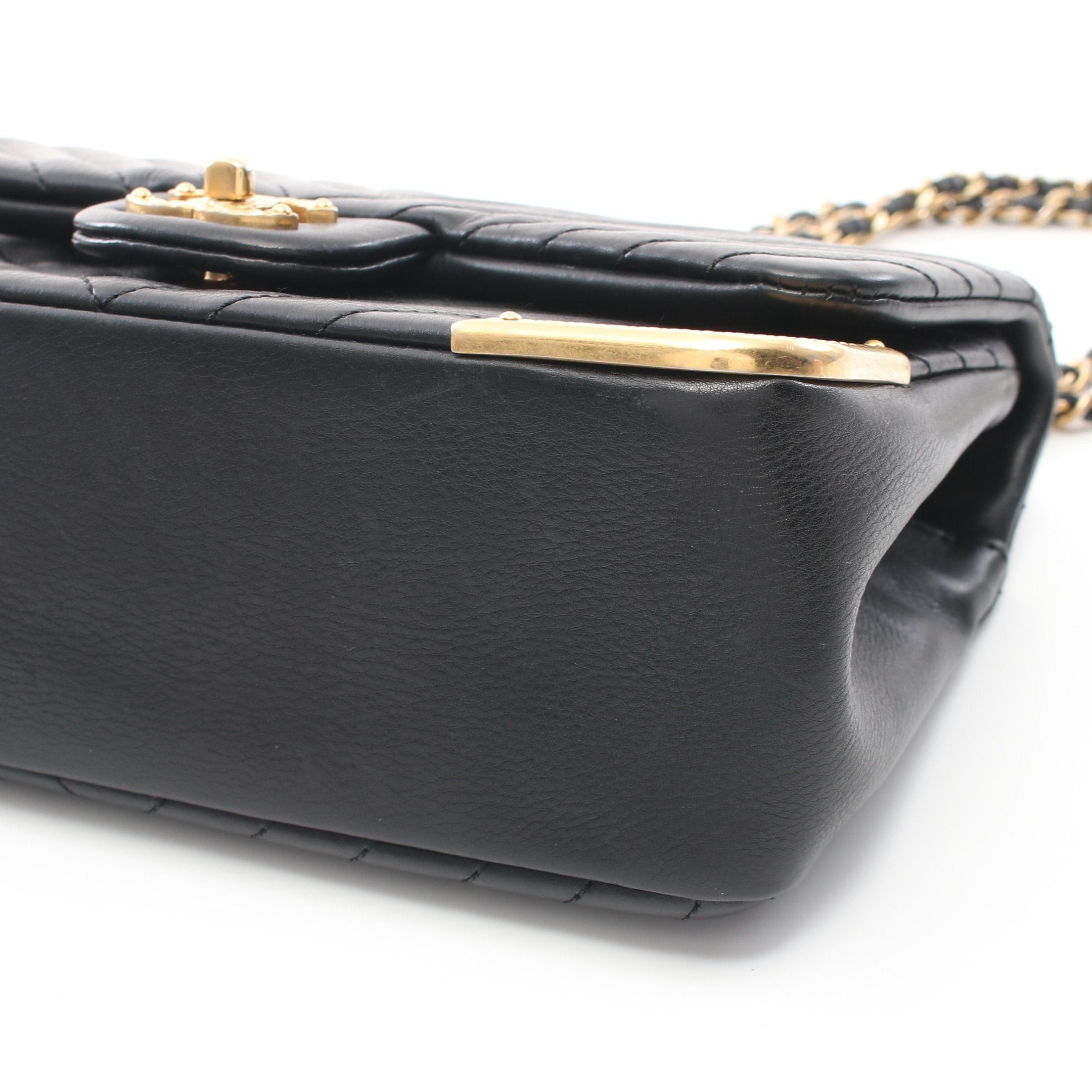 Chanel Chanel V-Stitch Double Chain Shoulder Bag Lambskin Black Gold Hardware Size ONE SIZE - 6 Thumbnail