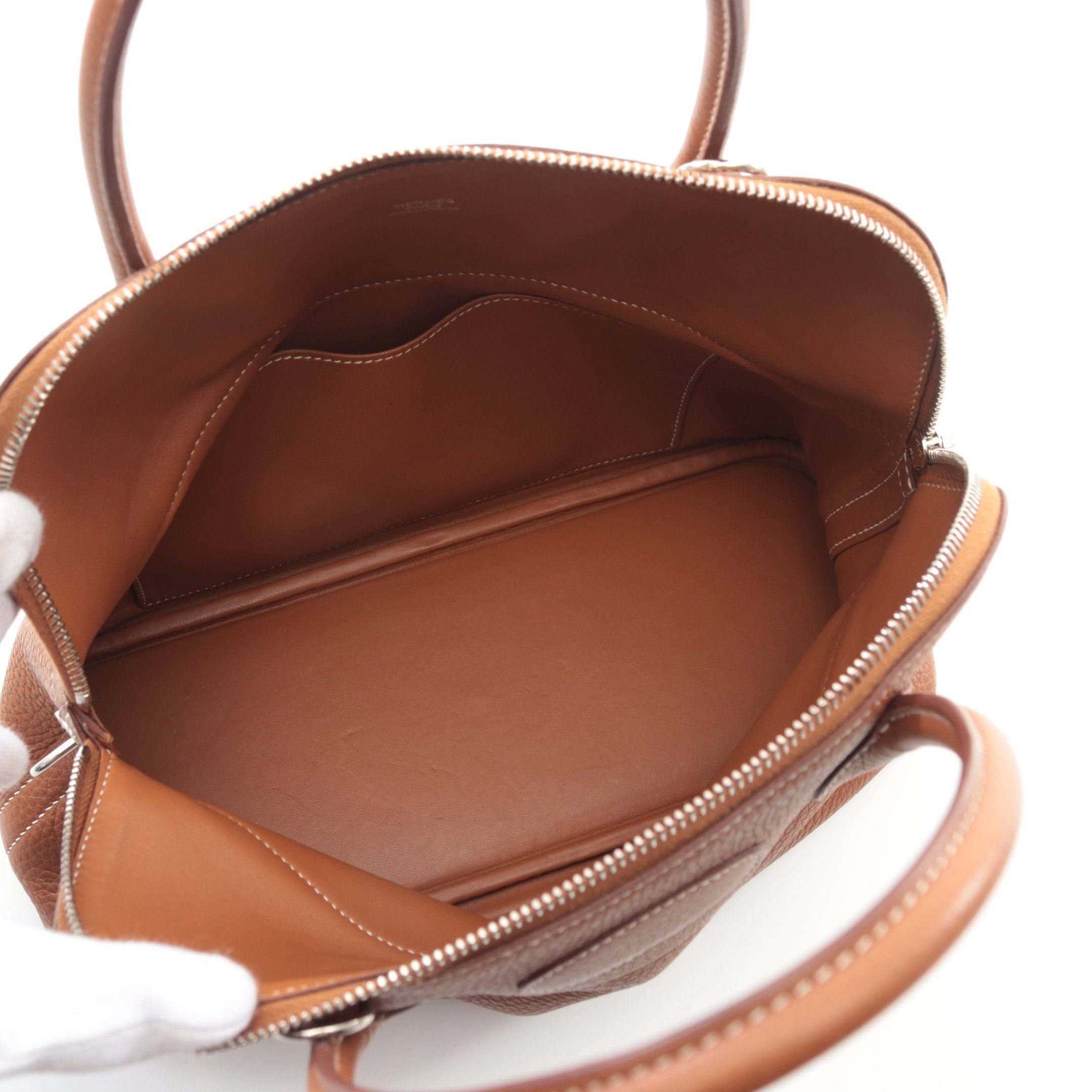 Hermes Hermes Bolide 31 Gold Handbag Clemence Leather Brown Silver Hardware X Stamp Size ONE SIZE - 3 Thumbnail