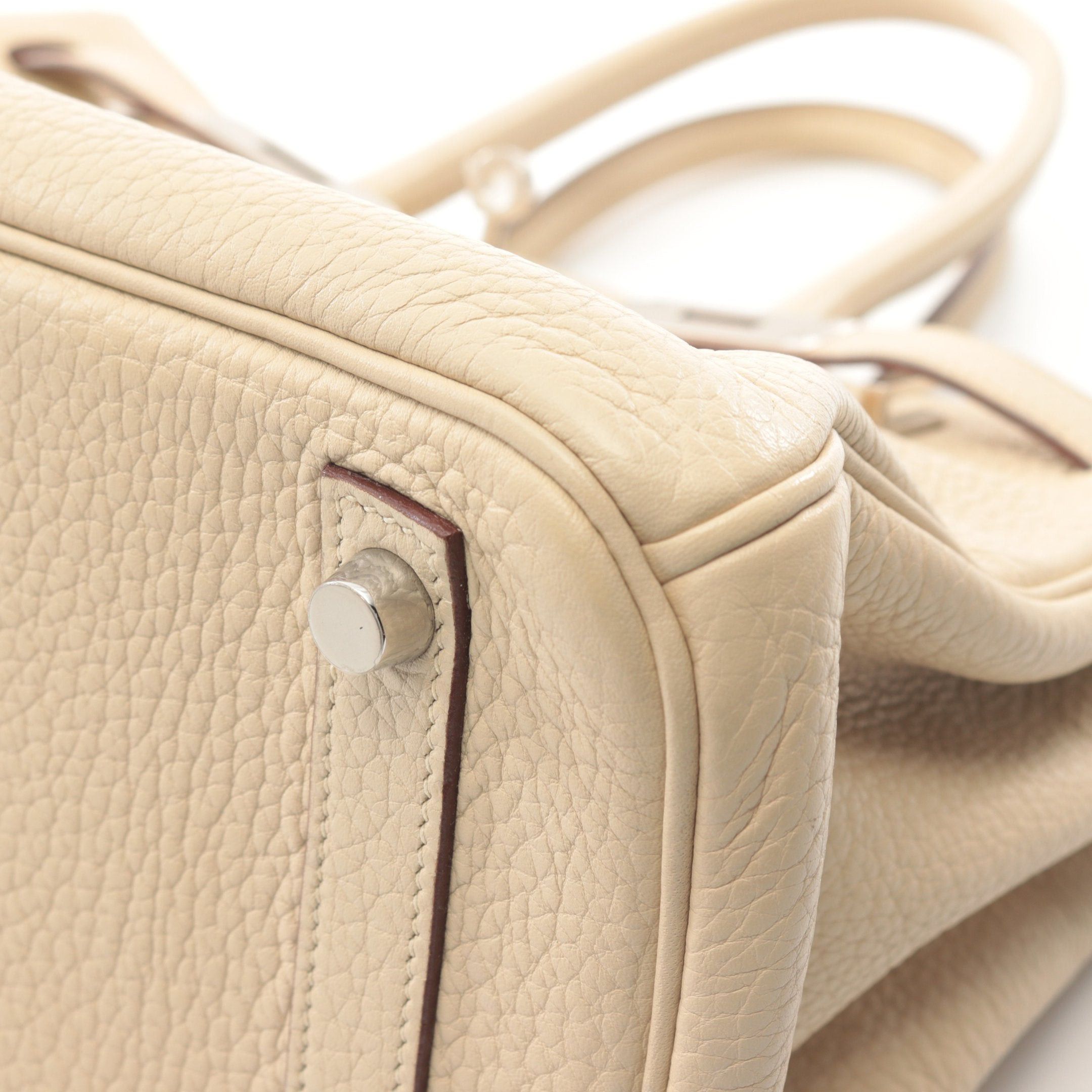 Hermes Hermes Birkin 30 Parshman Handbag Clemence Leather Ivory Silver Hardware Stamp Size ONE SIZE - 8 Thumbnail