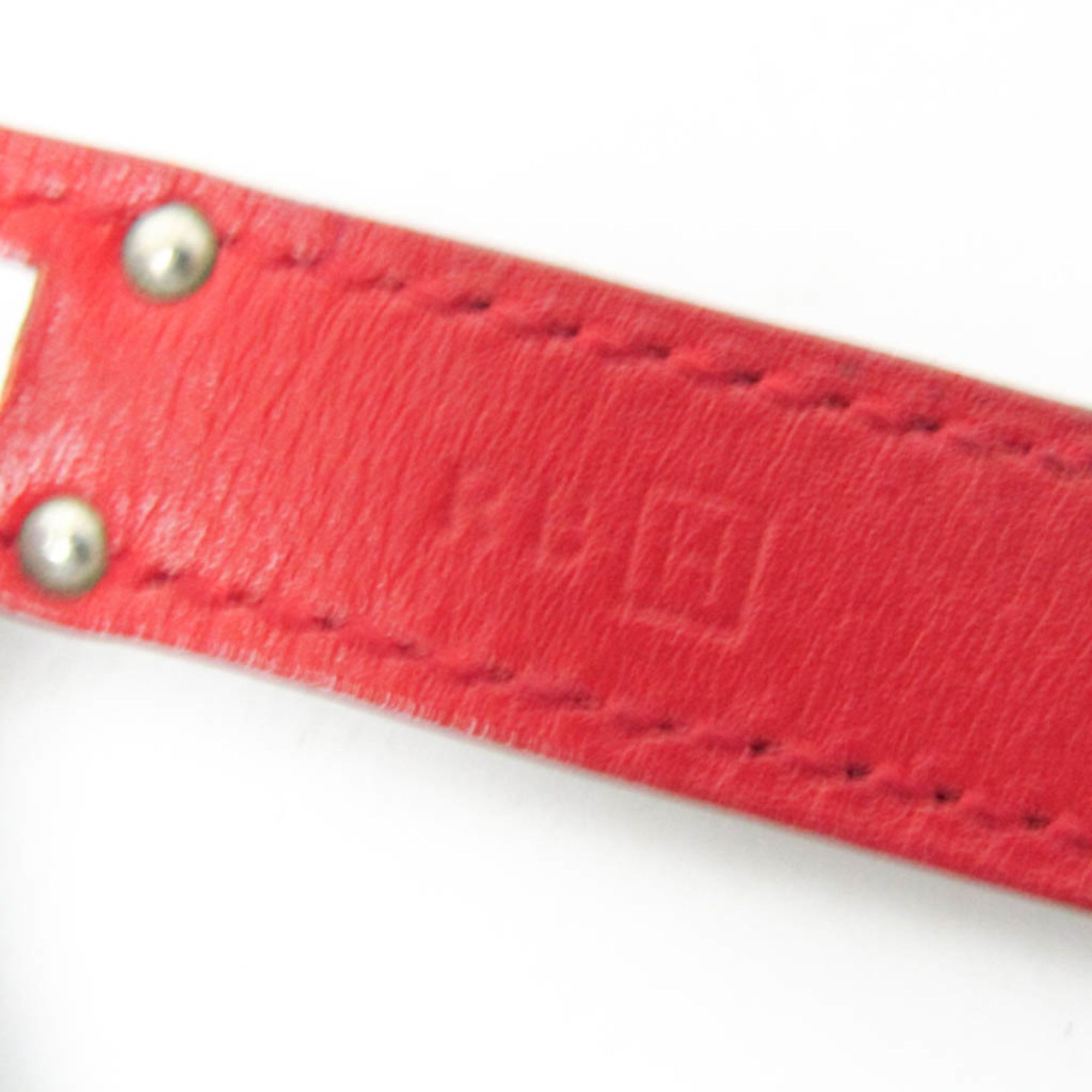 Hermes Hermes Kelly DOUBLE TOUR Leather,Metal Bangle Red Color,Silver Size ONE SIZE - 8 Thumbnail