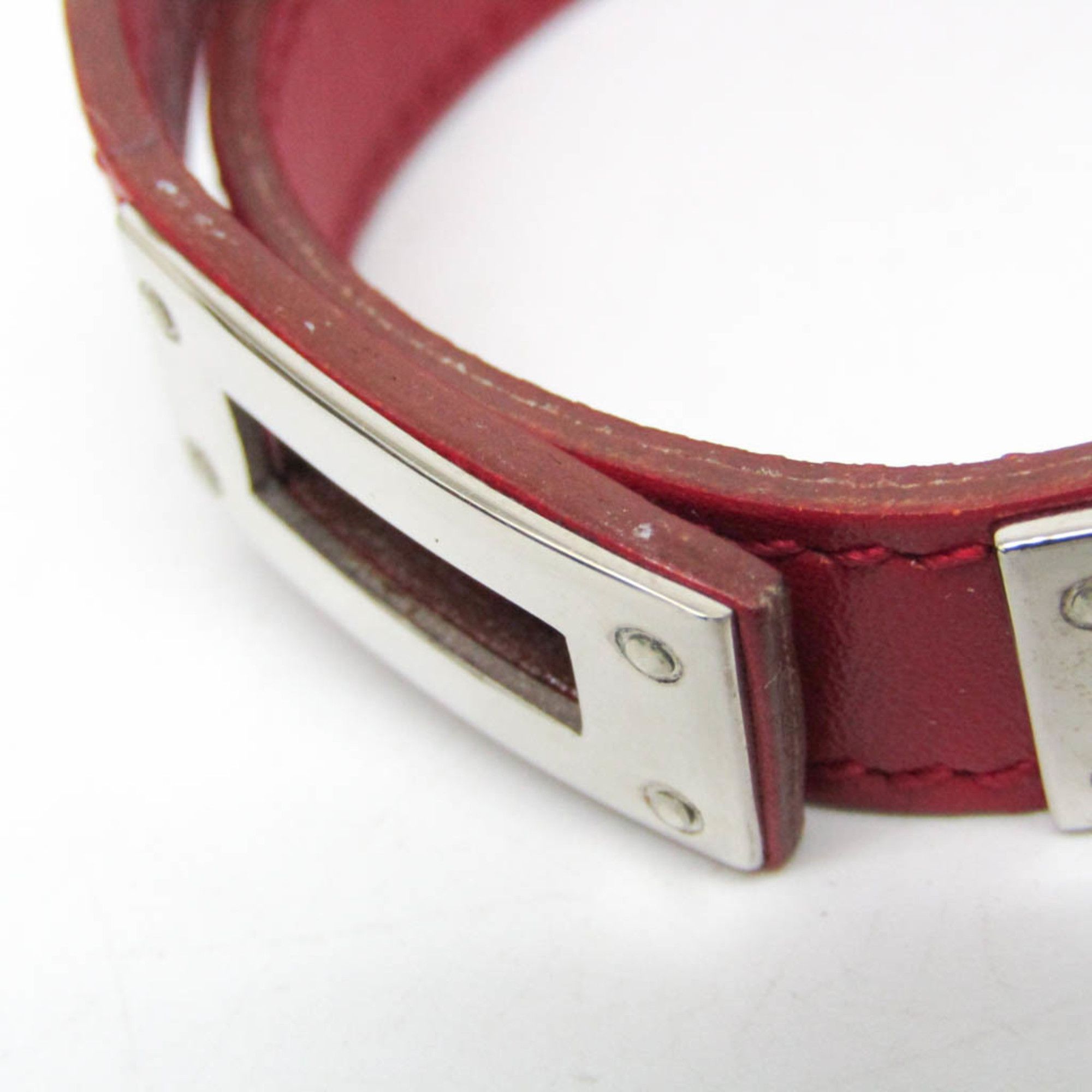 Hermes Hermes Kelly DOUBLE TOUR Leather,Metal Bangle Red Color,Silver Size ONE SIZE - 4 Thumbnail