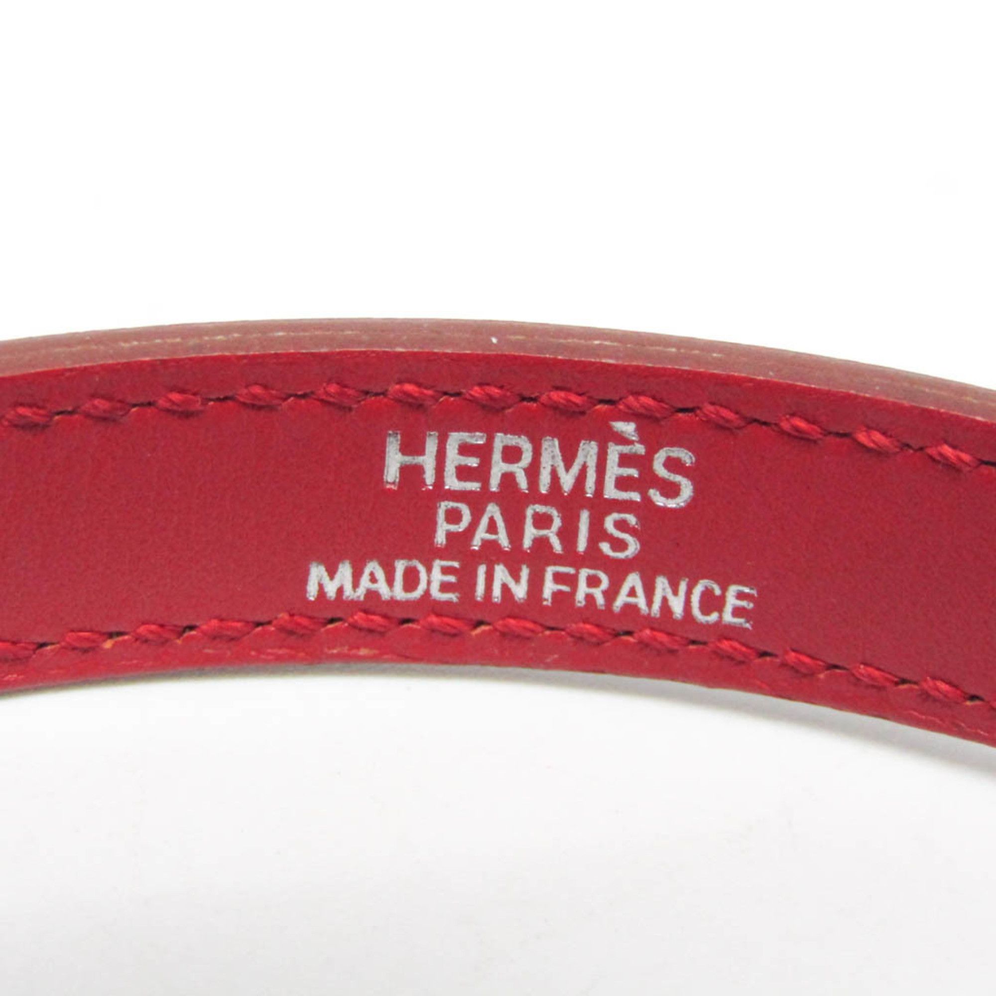 Hermes Hermes Kelly DOUBLE TOUR Leather,Metal Bangle Red Color,Silver Size ONE SIZE - 7 Thumbnail