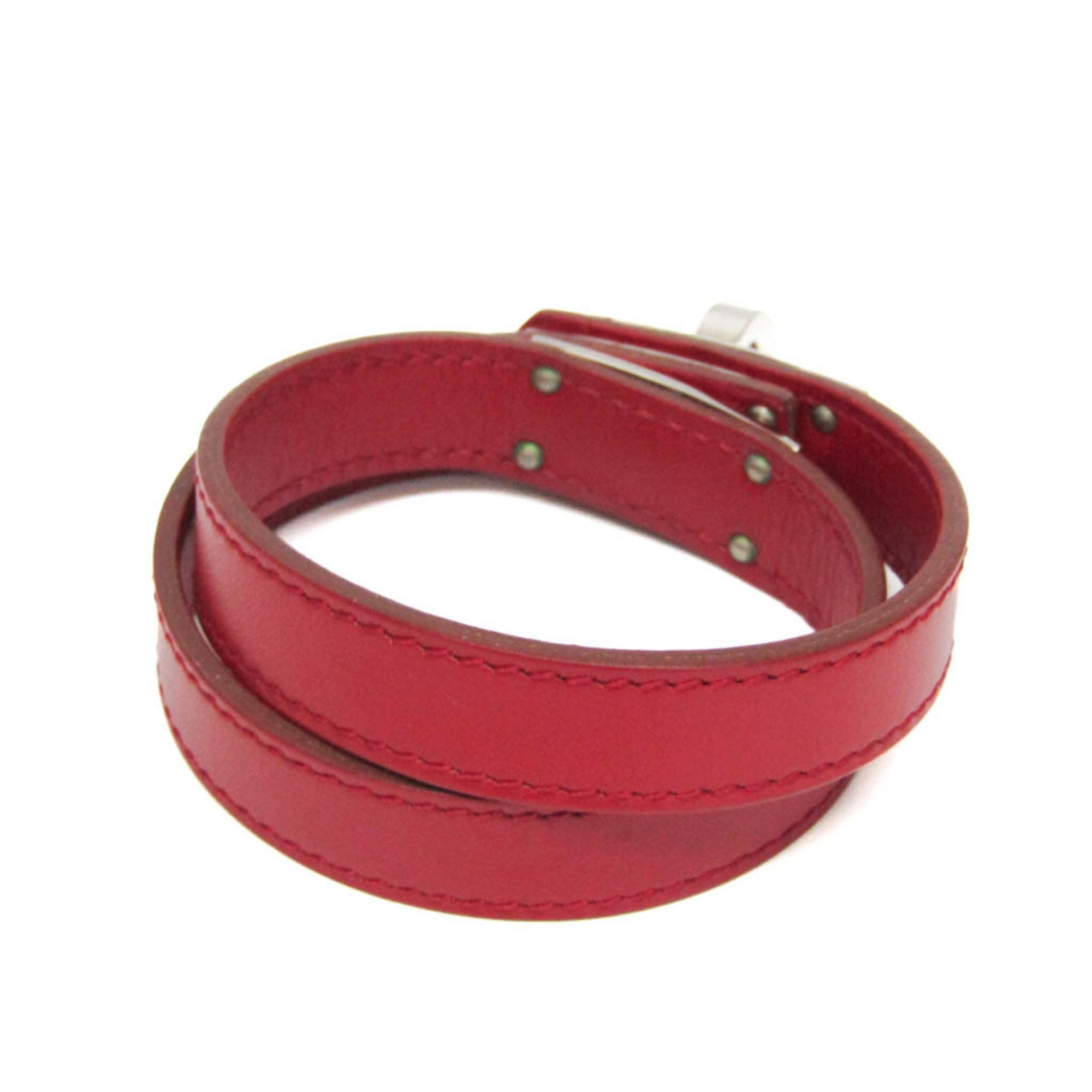 Hermes Hermes Kelly DOUBLE TOUR Leather,Metal Bangle Red Color,Silver Size ONE SIZE - 2 Thumbnail
