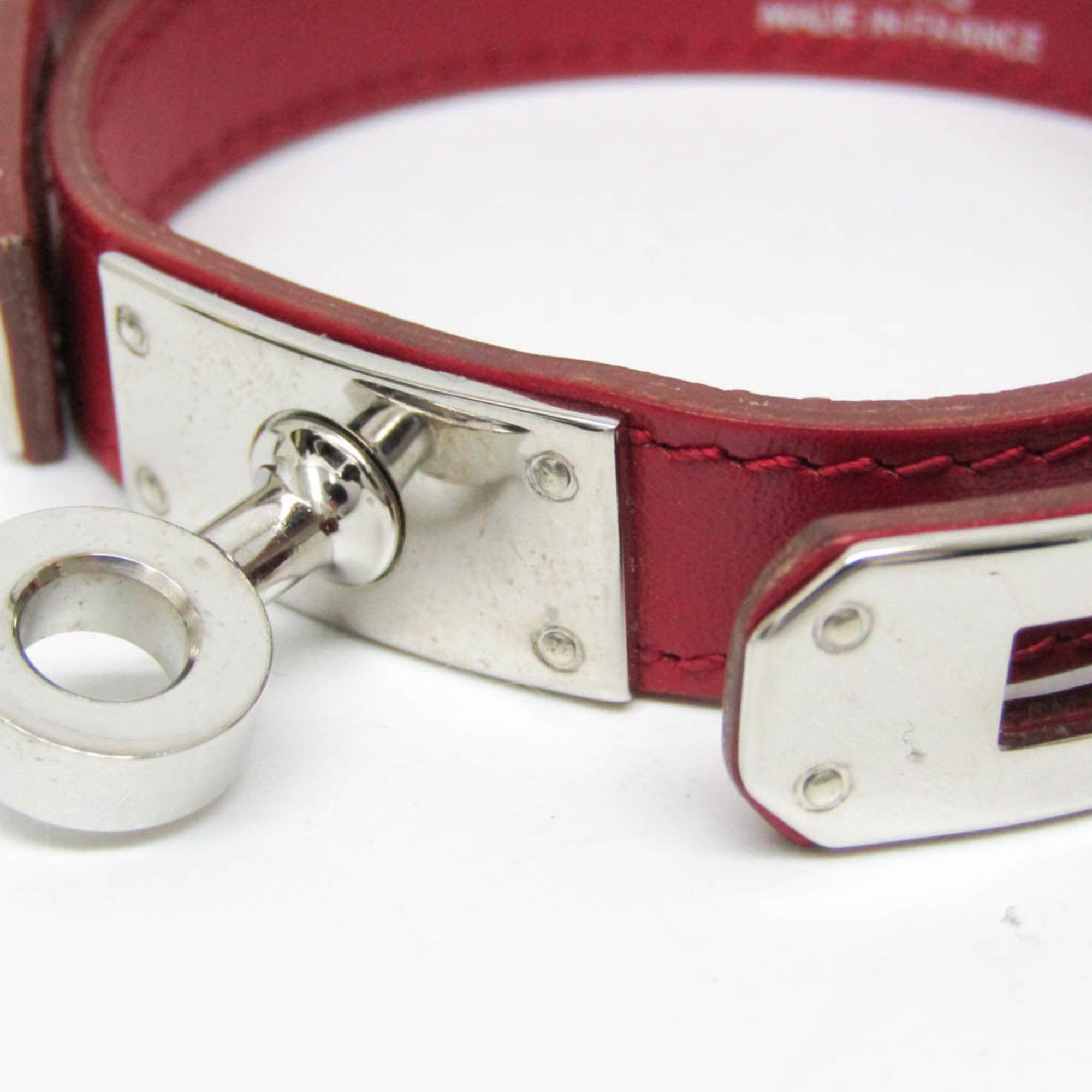Hermes Hermes Kelly DOUBLE TOUR Leather,Metal Bangle Red Color,Silver Size ONE SIZE - 3 Thumbnail