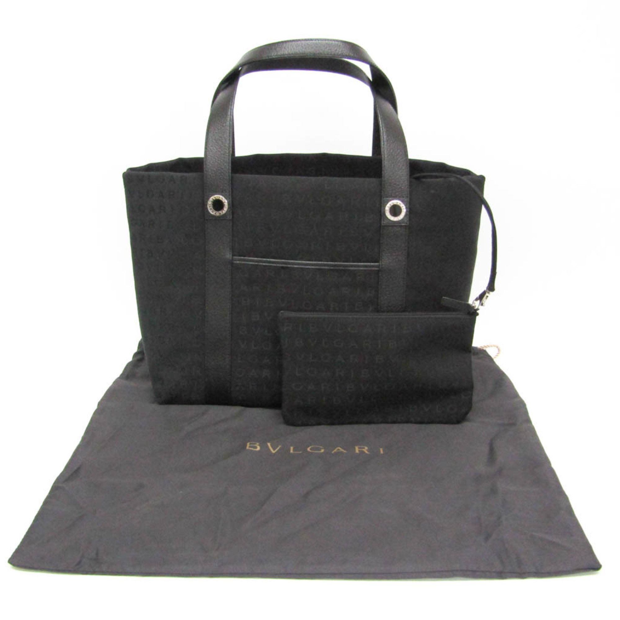 Bvlgari Bvlgari Logomania Women's Canvas,Leather Handbag Black Size ONE SIZE - 4 Thumbnail