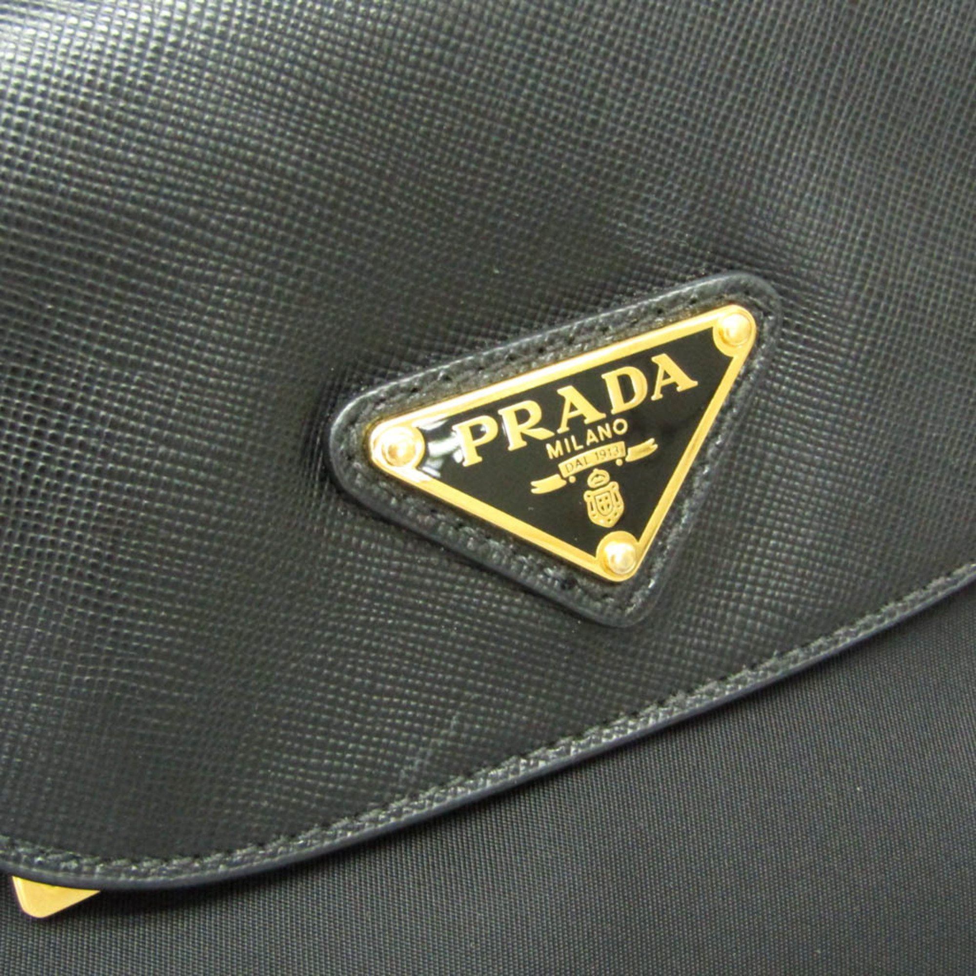 Prada Prada BN2541 Women's Leather,Nylon Handbag,Shoulder Bag Black Size ONE SIZE - 8 Thumbnail