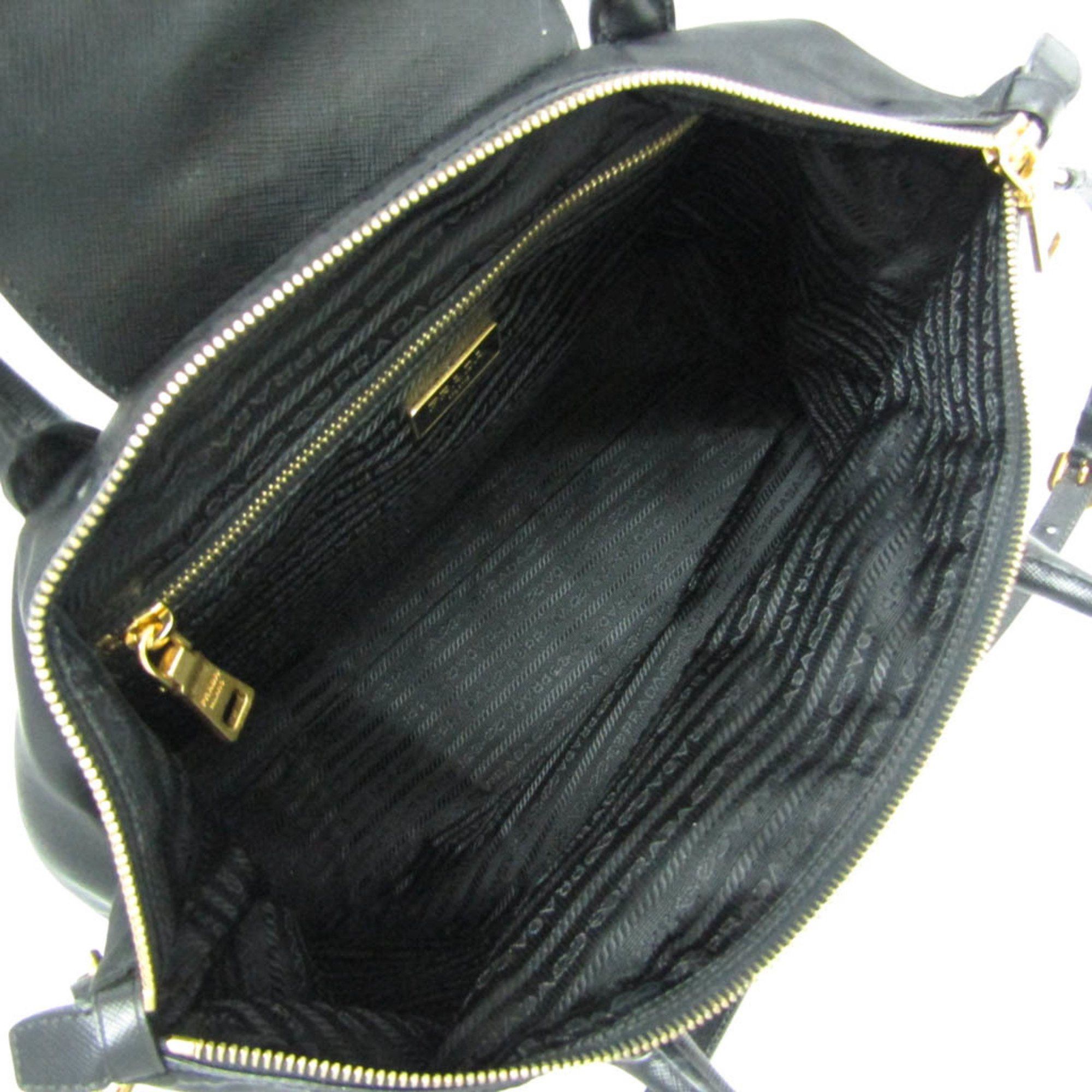 Prada Prada BN2541 Women's Leather,Nylon Handbag,Shoulder Bag Black Size ONE SIZE - 3 Thumbnail