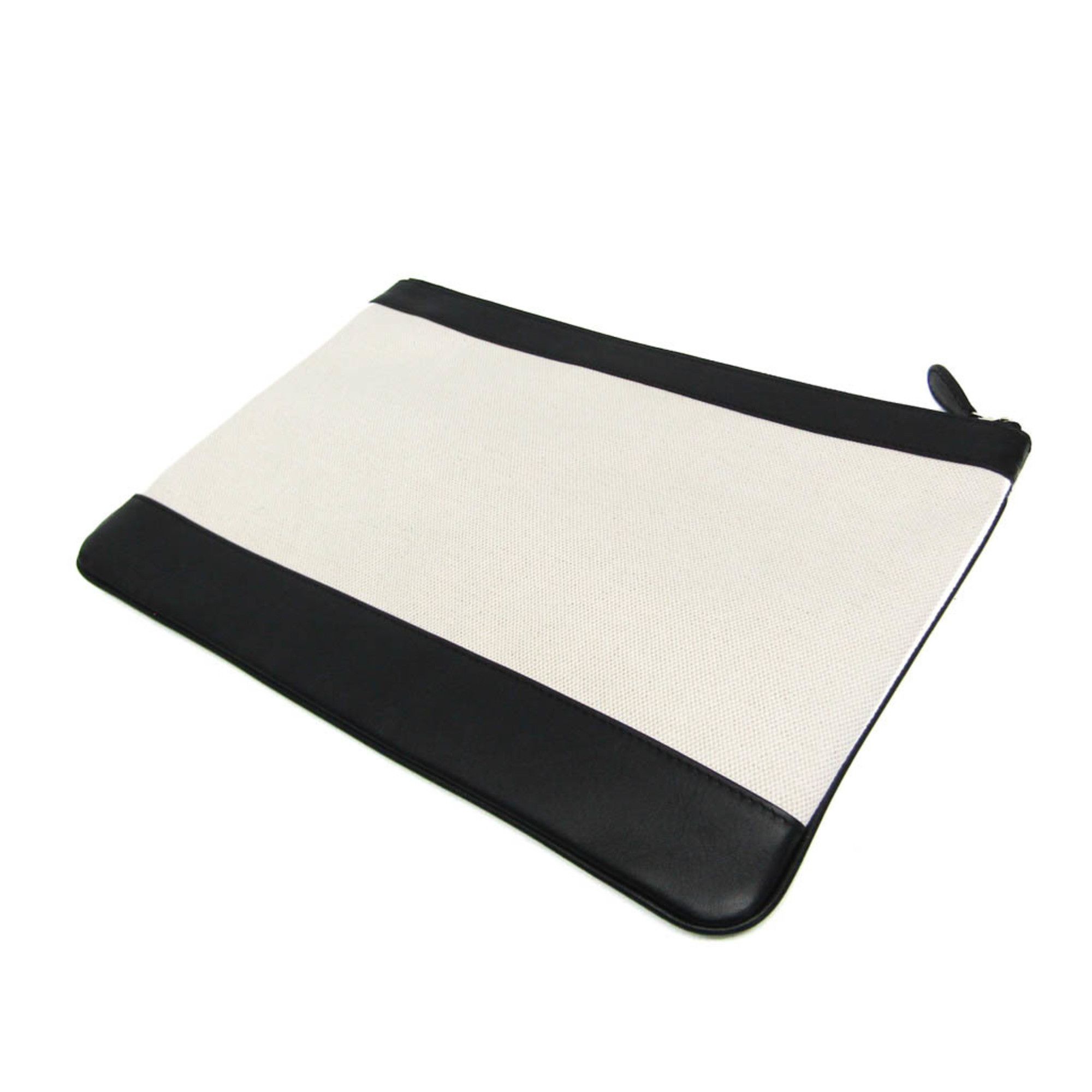 Balenciaga Balenciaga NAVY CLIP M 420407 Women's Canvas,Leather Clutch Bag Black,Cream Size ONE SIZE - 3 Thumbnail