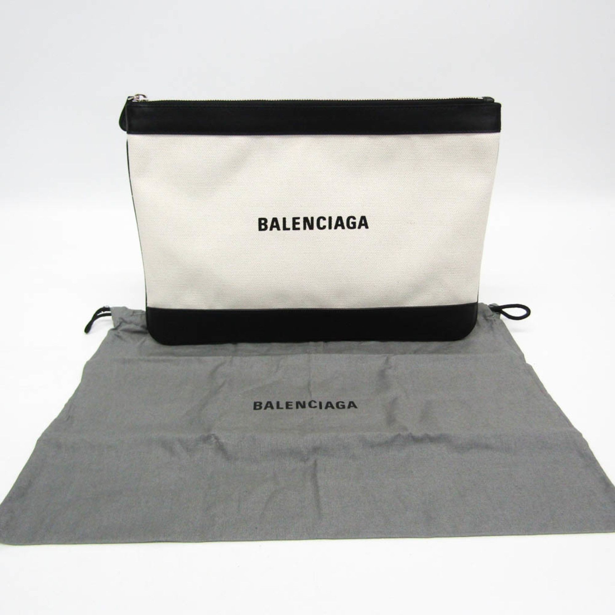 Balenciaga Balenciaga NAVY CLIP M 420407 Women's Canvas,Leather Clutch Bag Black,Cream Size ONE SIZE - 2 Thumbnail