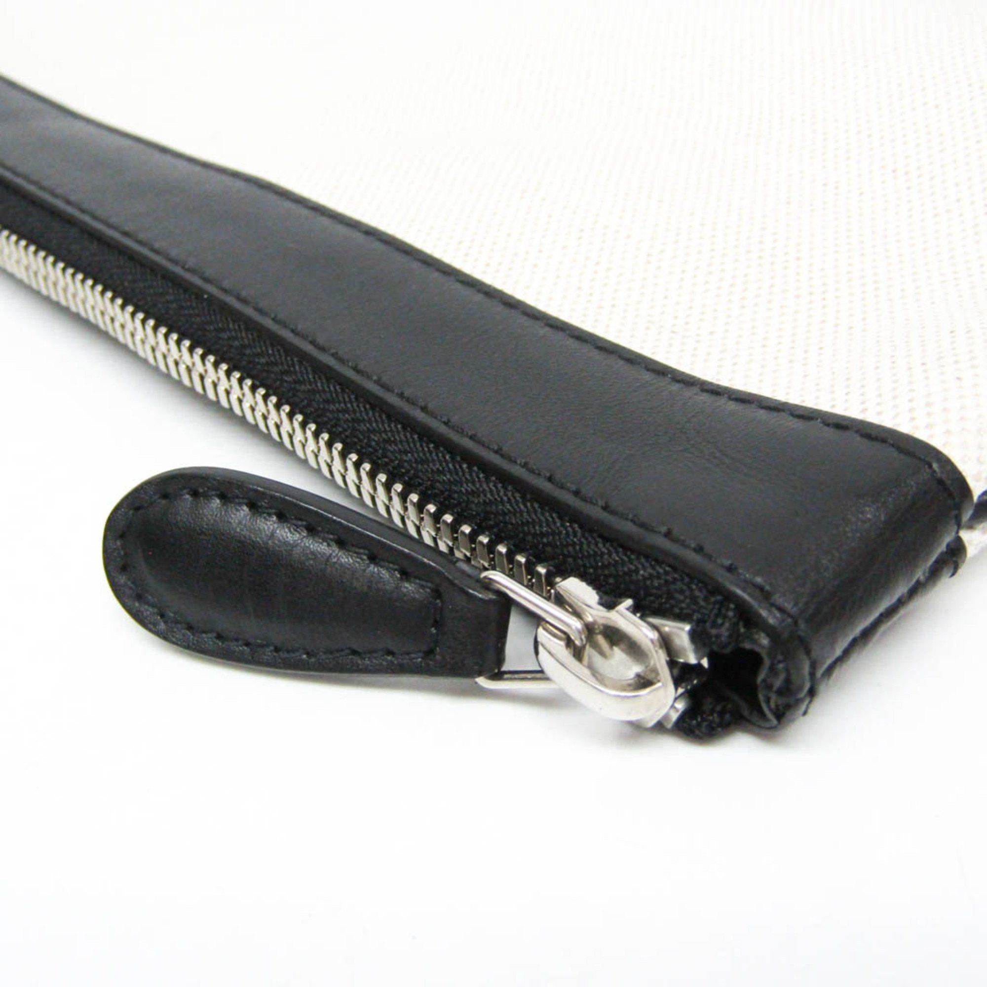 Balenciaga Balenciaga NAVY CLIP M 420407 Women's Canvas,Leather Clutch Bag Black,Cream Size ONE SIZE - 8 Thumbnail