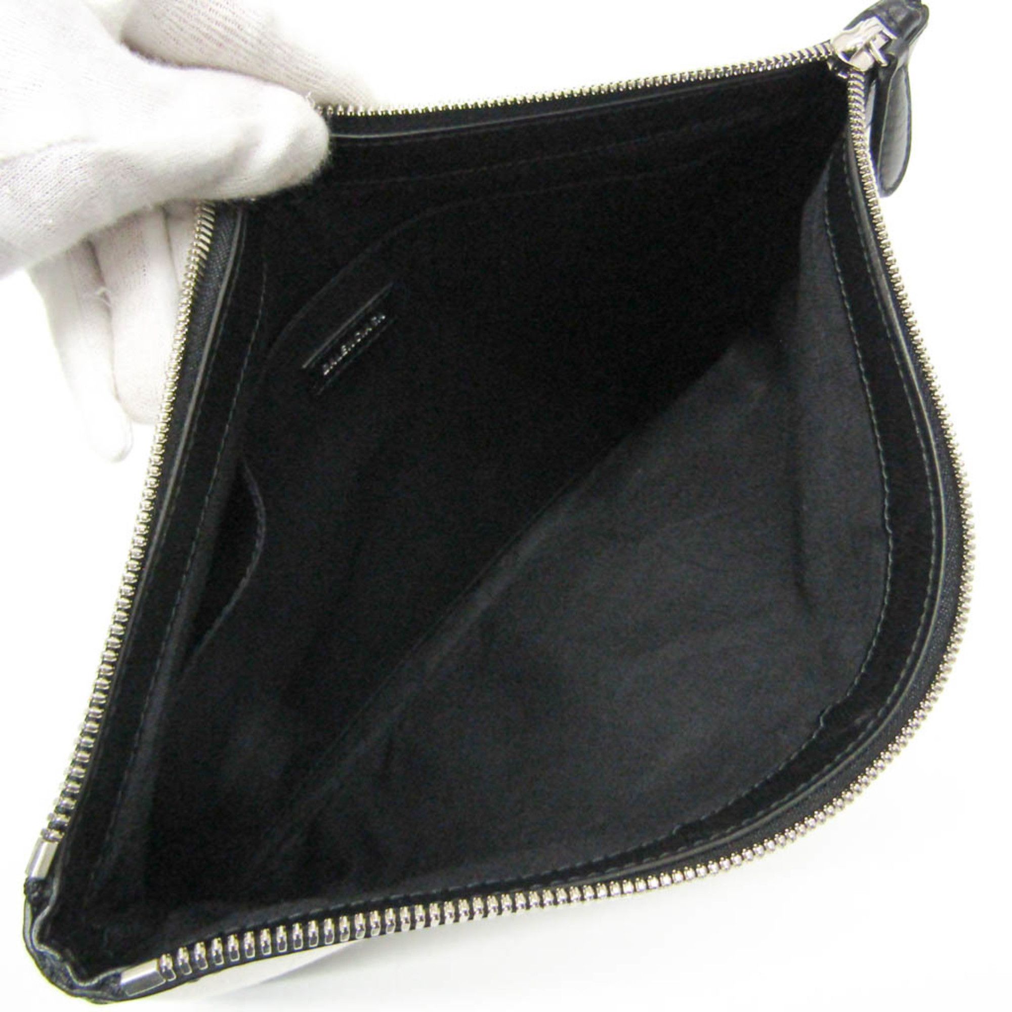 Balenciaga Balenciaga NAVY CLIP M 420407 Women's Canvas,Leather Clutch Bag Black,Cream Size ONE SIZE - 4 Thumbnail