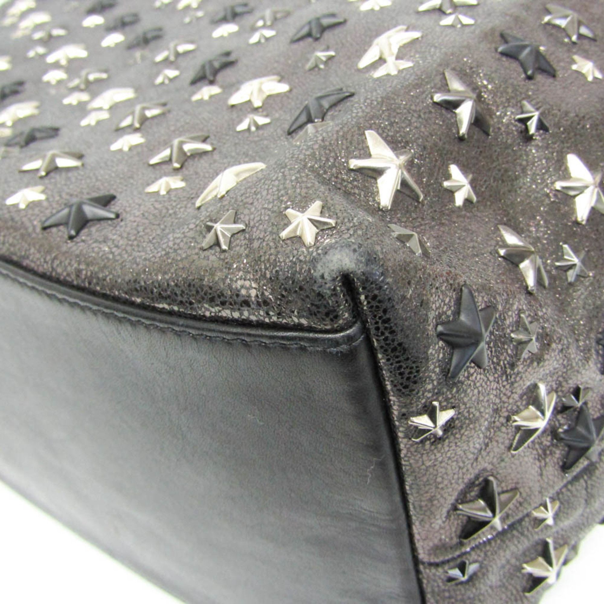 Jimmy Choo Jimmy Choo Pimlico Men,Women Leather Tote Bag Metallic Black Size ONE SIZE - 4 Thumbnail