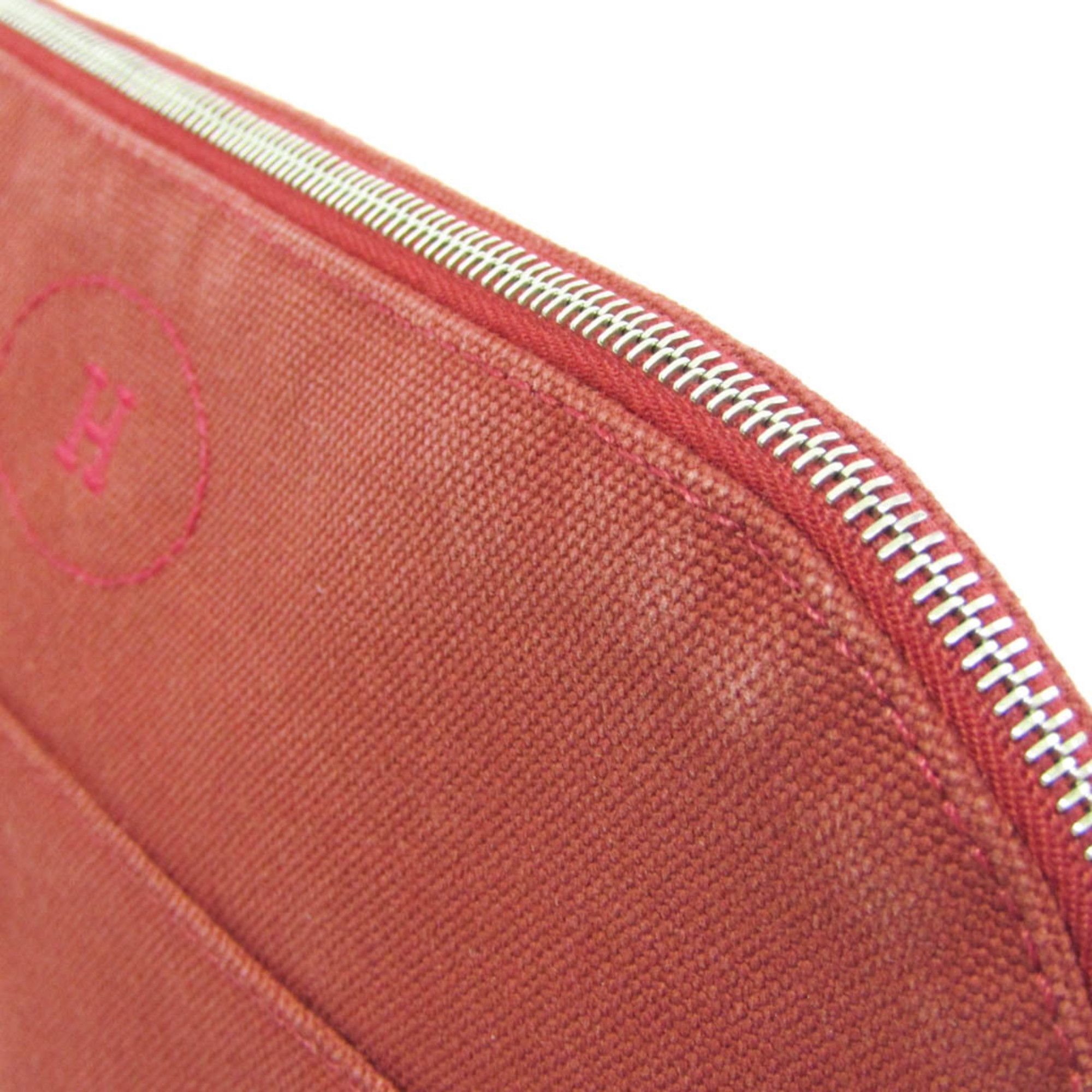 Hermes Hermes Bolide Pouch MM Women's Cotton,Leather Pouch Bordeaux Size ONE SIZE - 6 Thumbnail