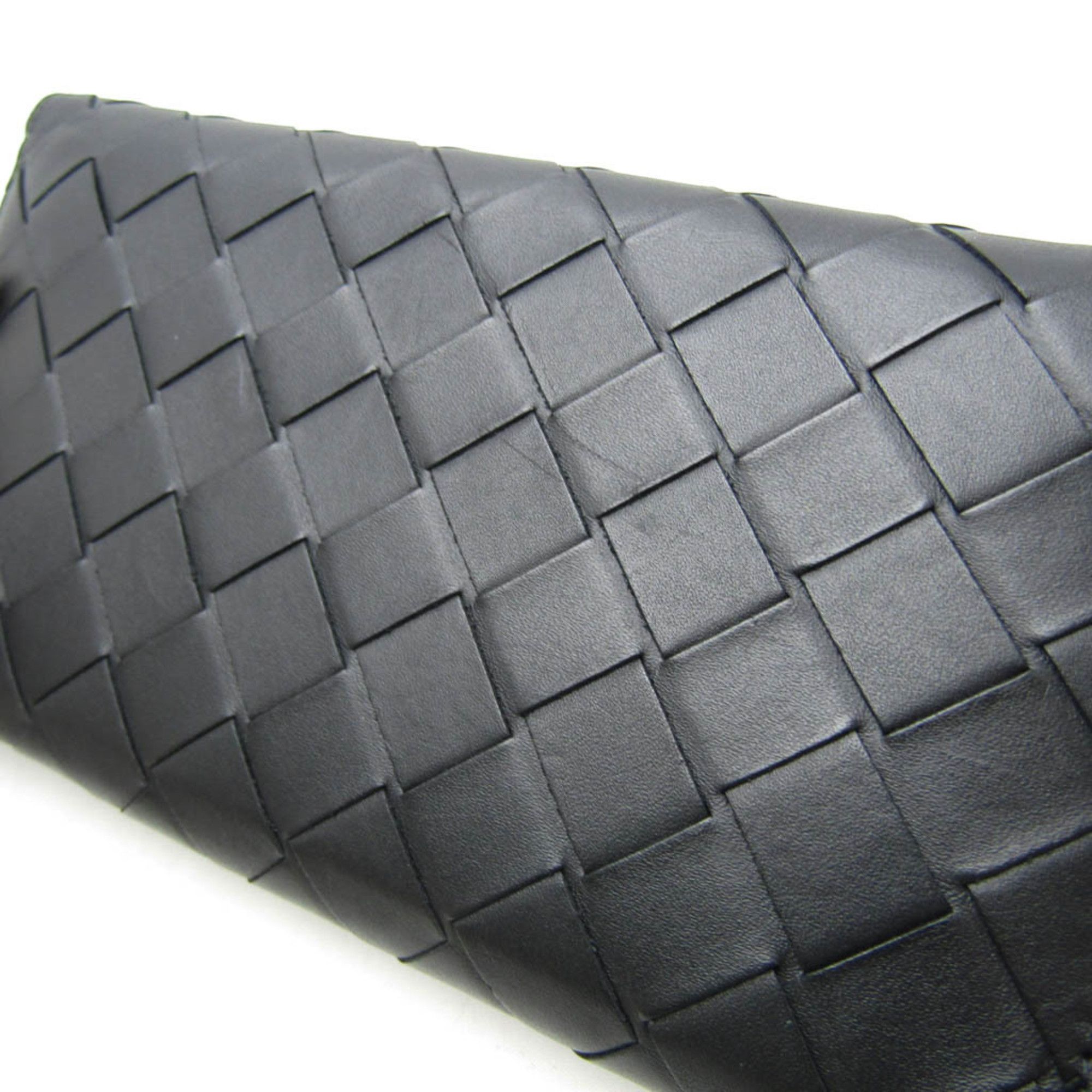 Bottega Veneta Intrecciato Men's Leather Long Wallet (bi-fold) Black