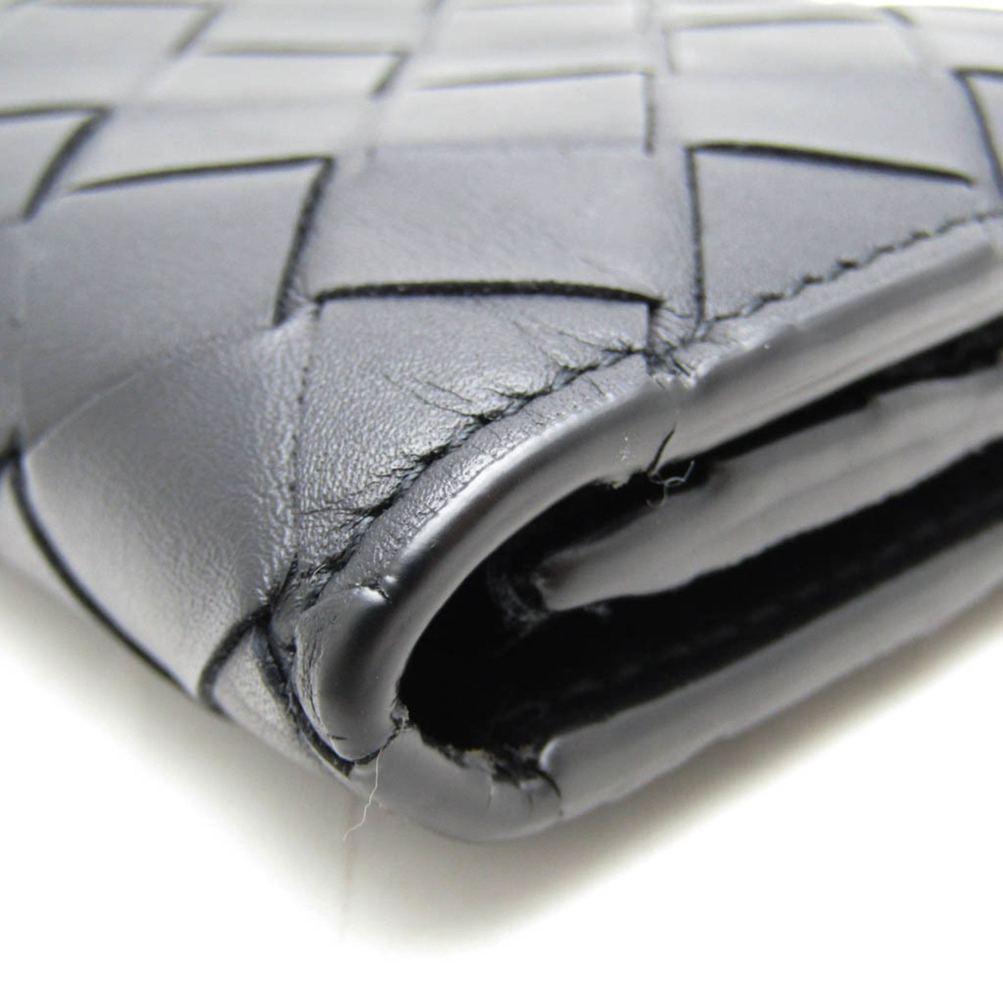 Bottega Veneta Intrecciato Men's Leather Long Wallet (bi-fold) Black