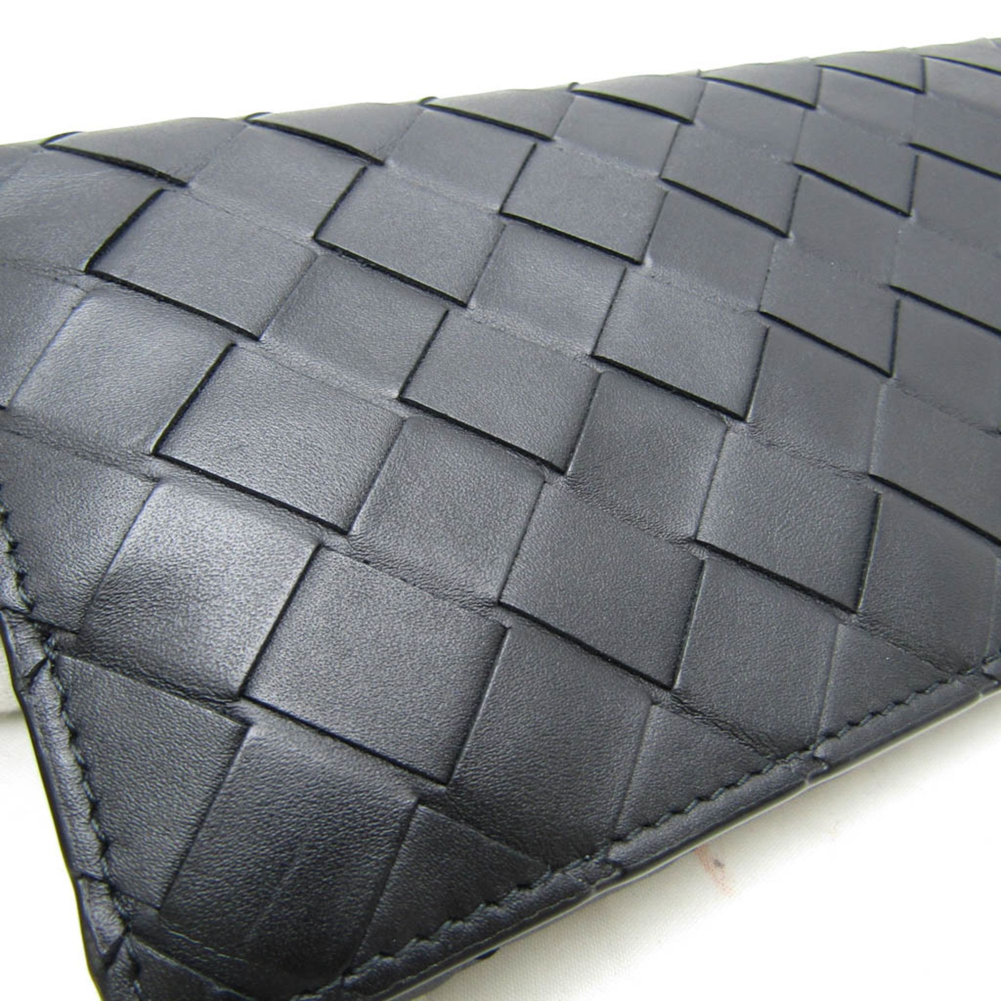 Bottega Veneta Intrecciato Men's Leather Long Wallet (bi-fold) Black