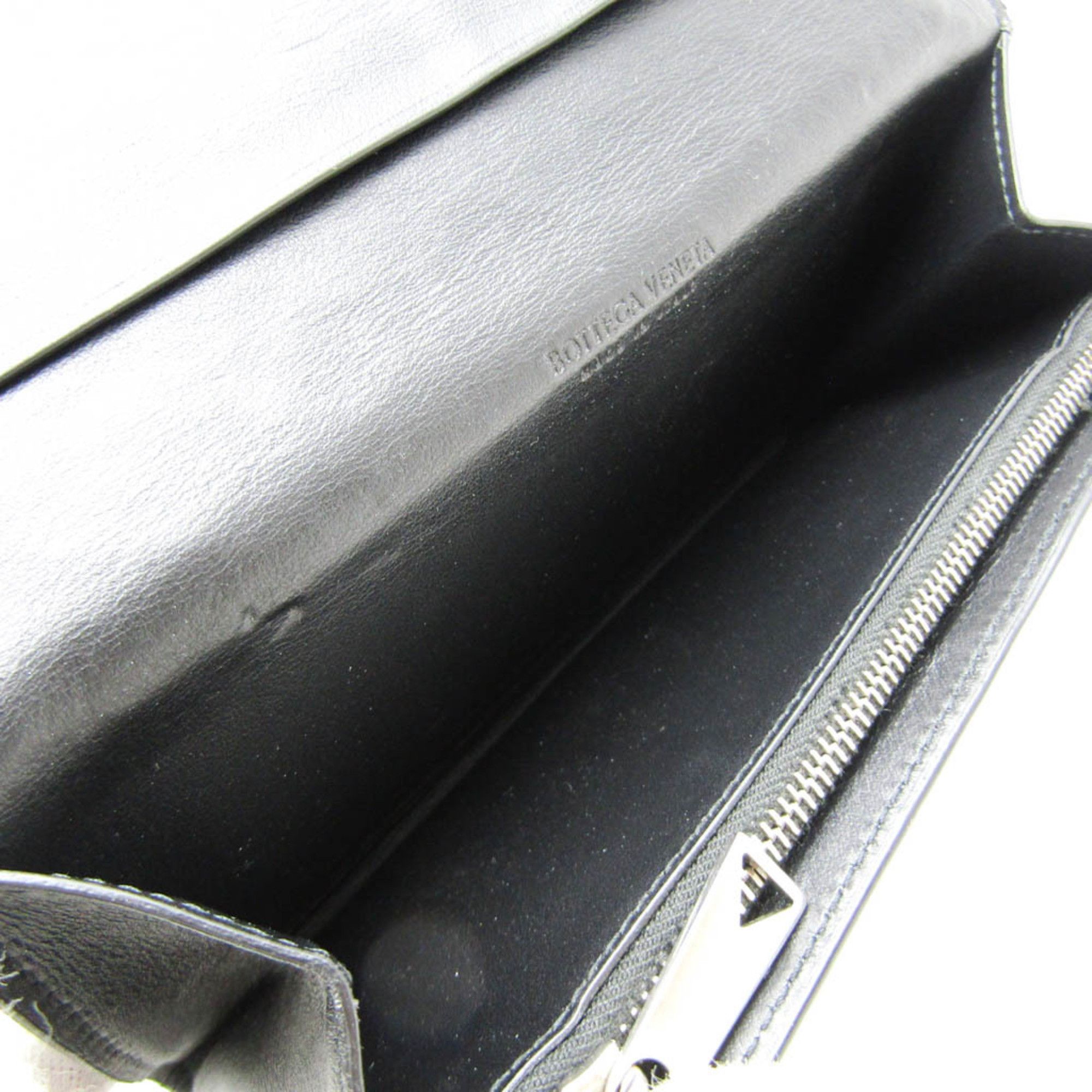 Bottega Veneta Intrecciato Men's Leather Long Wallet (bi-fold) Black