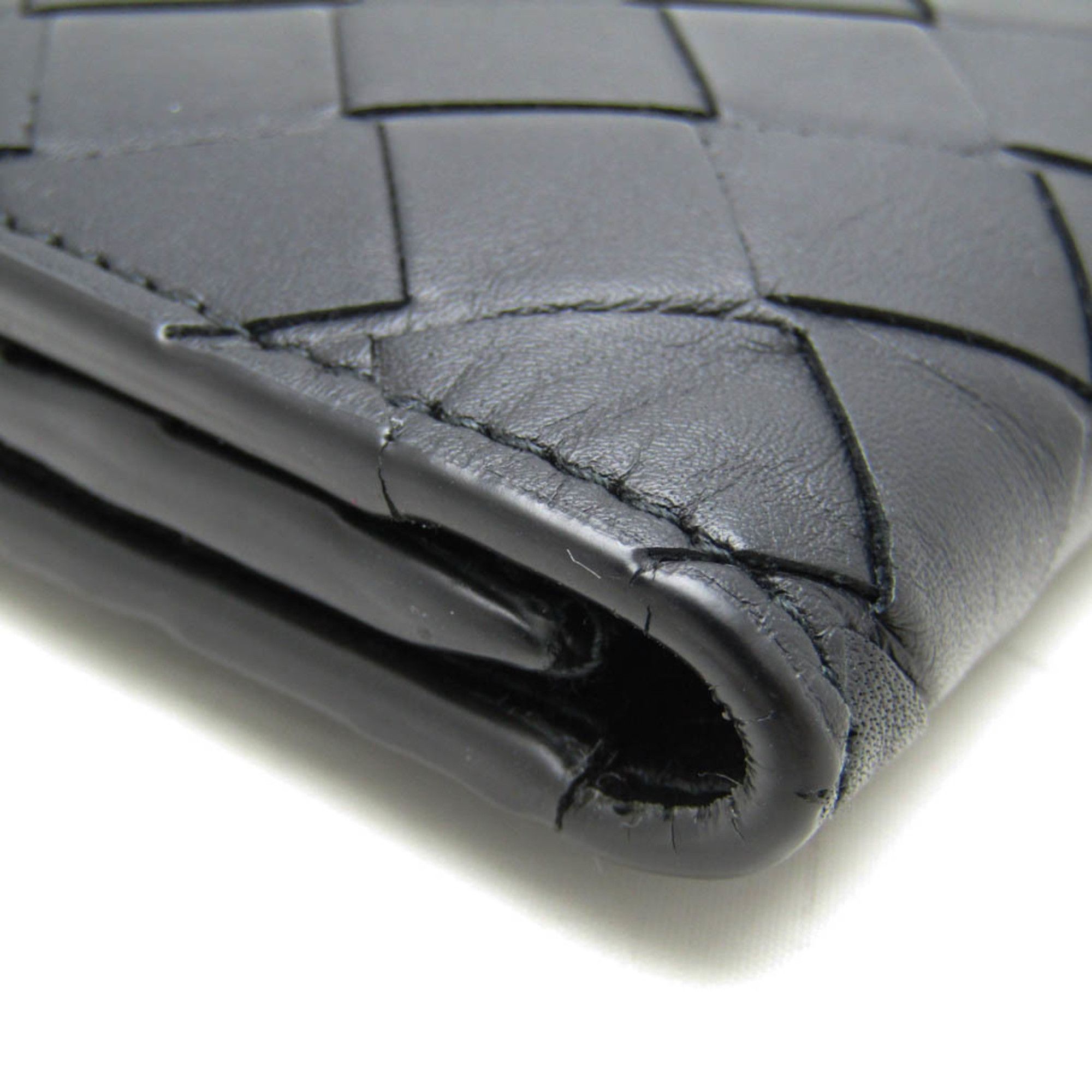 Bottega Veneta Intrecciato Men's Leather Long Wallet (bi-fold) Black