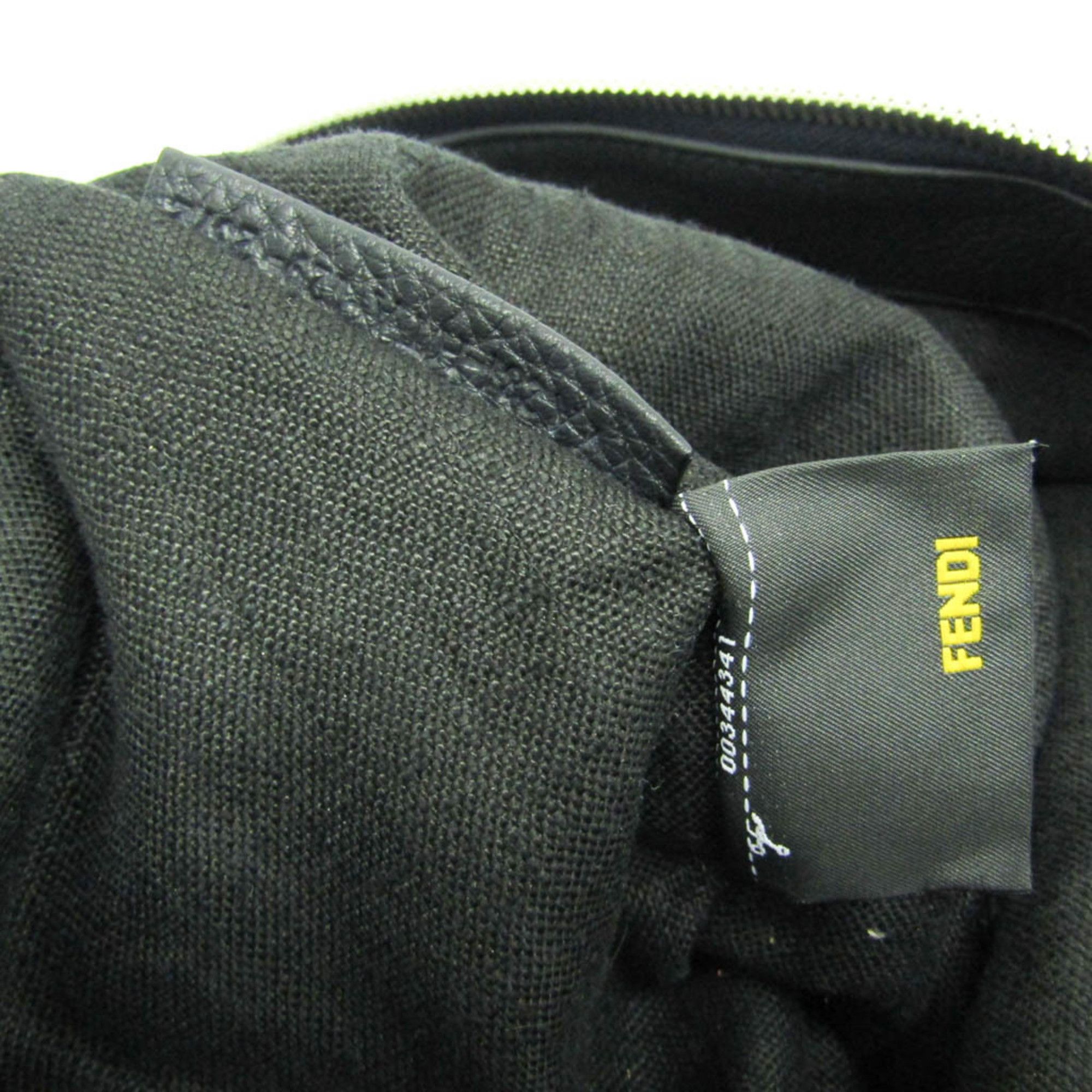 Fendi Selleria 7VA281 Men's Leather Boston Bag Black,Navy