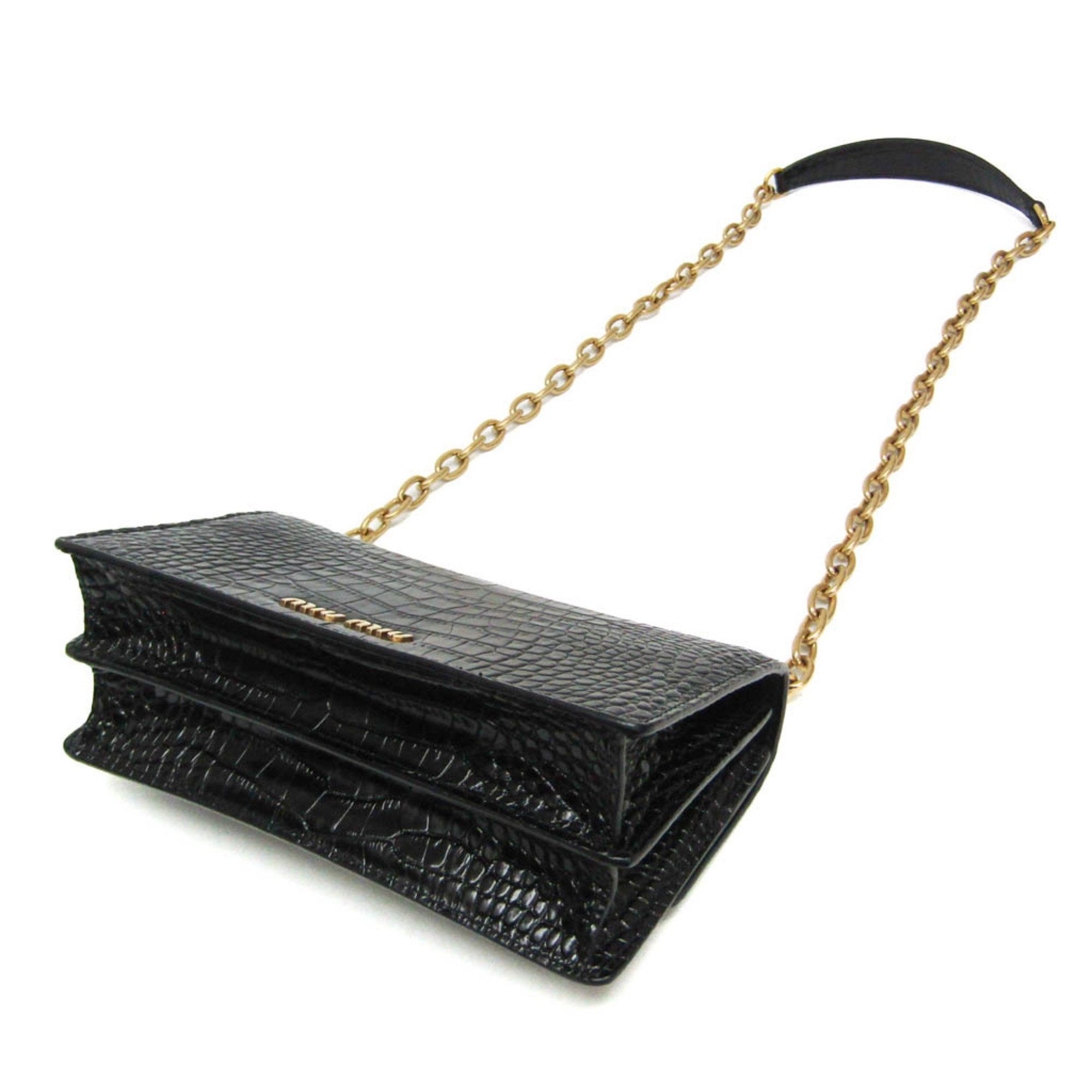 Miu Miu Miu Miu ST.COCCO Embossed Leather Chain Shoulder Bag 5BD130 Women's Leather Shoulder Bag Black Size ONE SIZE - 3 Thumbnail