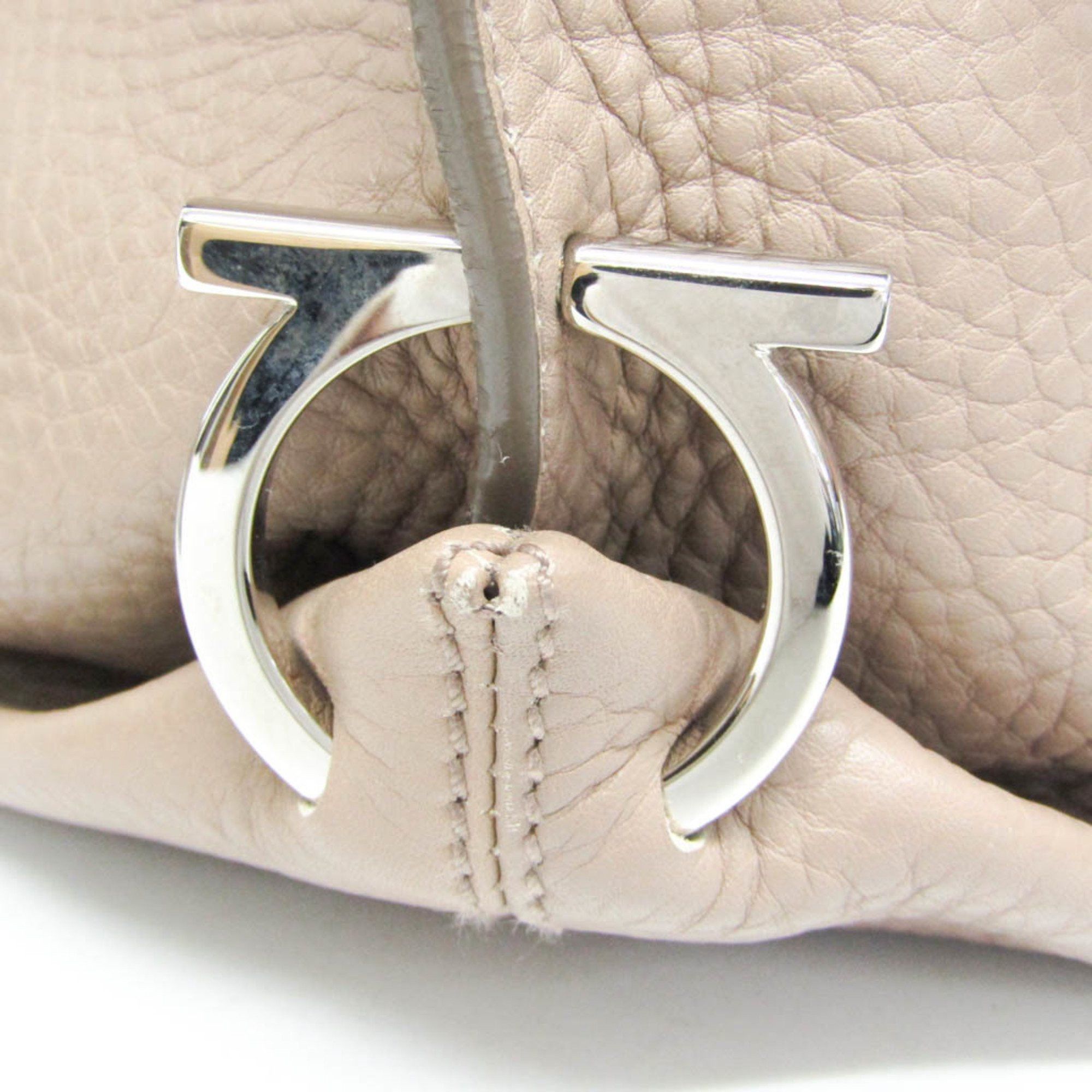 Salvatore Ferragamo Salvatore Ferragamo Gancini Medium Sophia BW-21 A896 Women's Leather Handbag,Shoulder Bag Pink Beige Size ONE SIZE - 7 Thumbnail