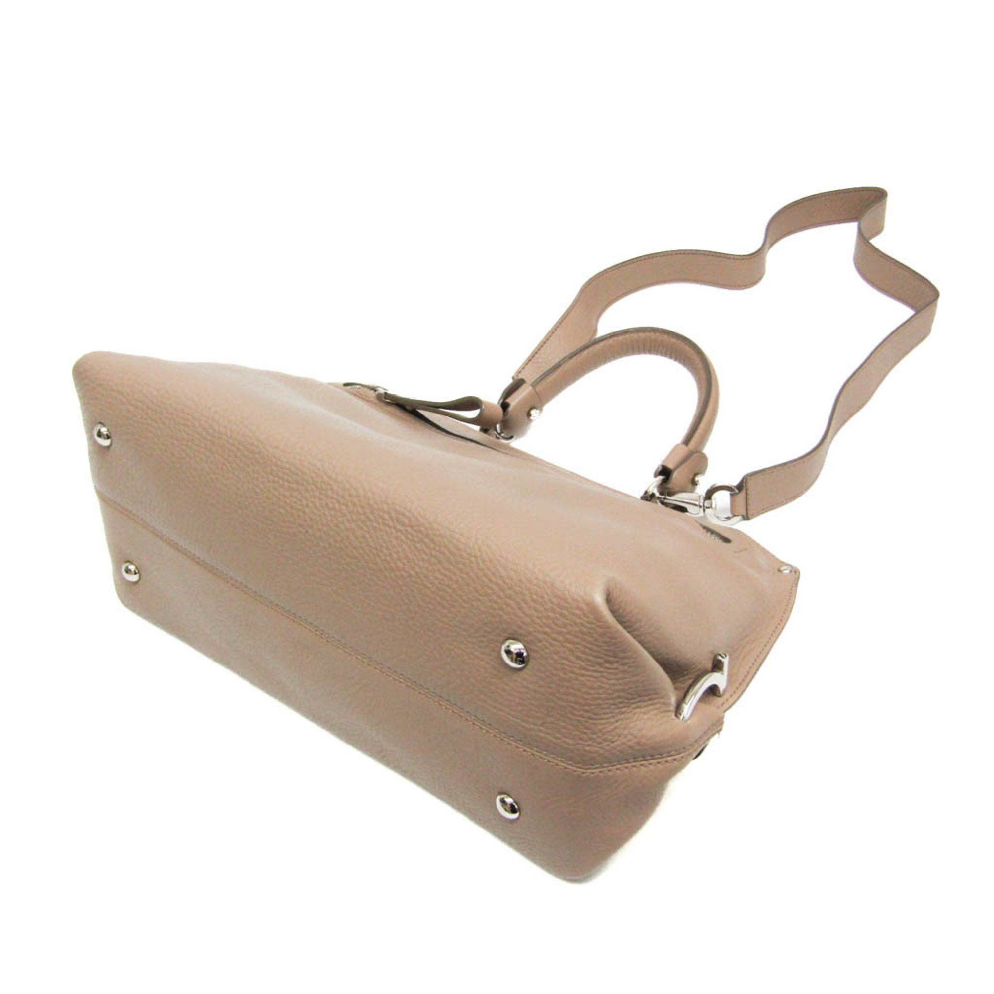Salvatore Ferragamo Salvatore Ferragamo Gancini Medium Sophia BW-21 A896 Women's Leather Handbag,Shoulder Bag Pink Beige Size ONE SIZE - 2 Thumbnail