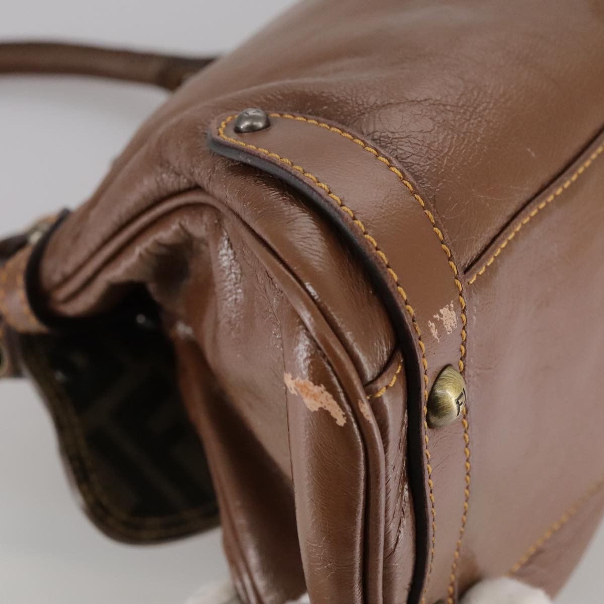 Fendi Brown Leather Handbag (Pre-Owned) Size ONE SIZE - 9 Thumbnail