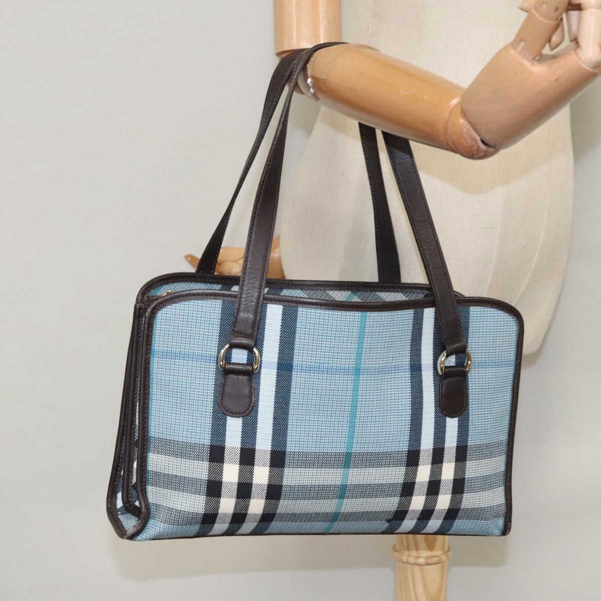 Burberry Nova Check Blue Canvas Handbag (Pre-Owned) Size ONE SIZE - 13 Thumbnail