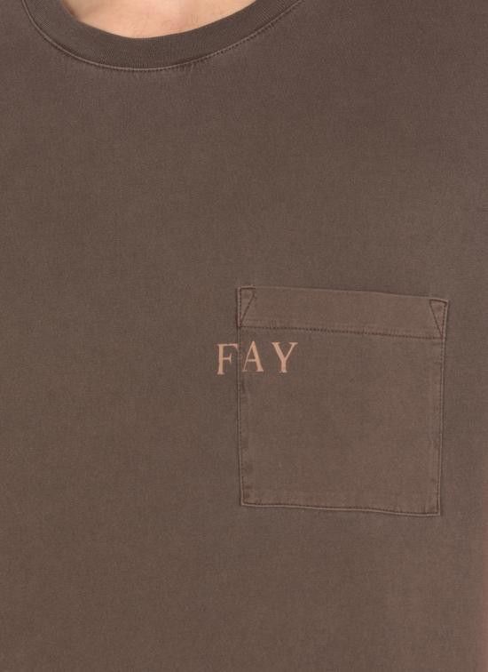Fay FAY Men T-Shirts NPMB350132TUY1 S602 Brown Size US M / EU 48-50 / 2 - 5 Thumbnail