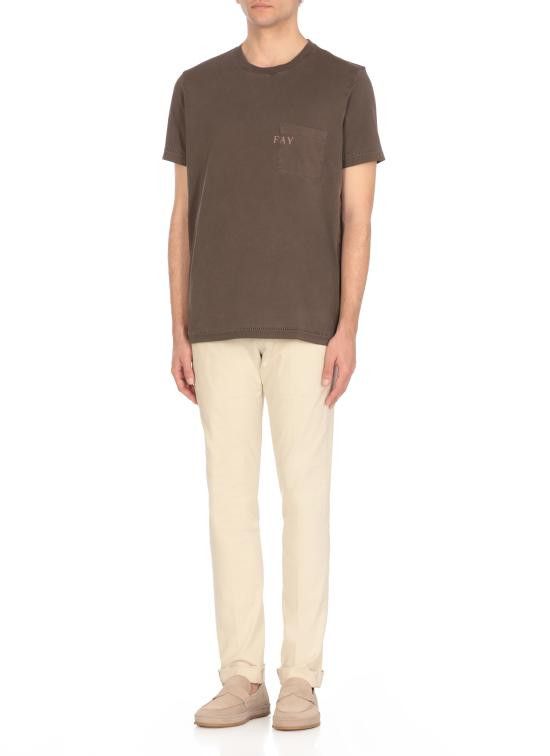 Fay FAY Men T-Shirts NPMB350132TUY1 S602 Brown Size US M / EU 48-50 / 2 - 3 Thumbnail
