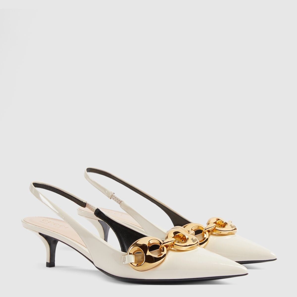 Gucci Gucci Marina Chain Patent Leather Slingback Pumps SIZE 37 Size ONE SIZE - 2 Thumbnail