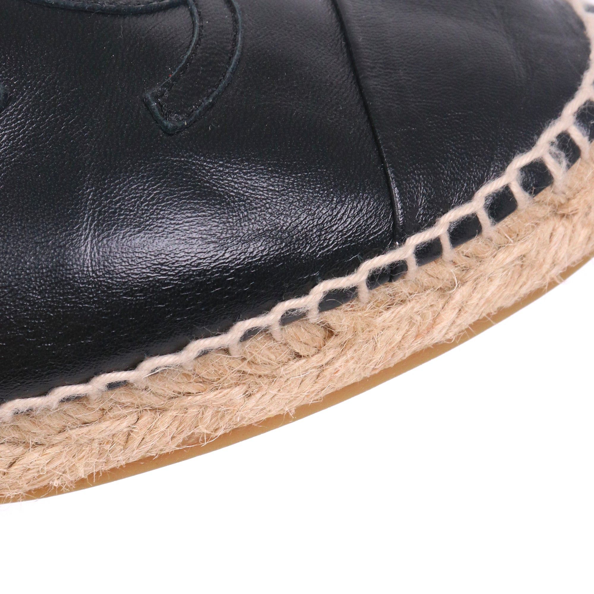 Chanel CHANEL - CC Chanel espadrilles in black leather (T37) Size US 6 / IT 36 - 4 Thumbnail