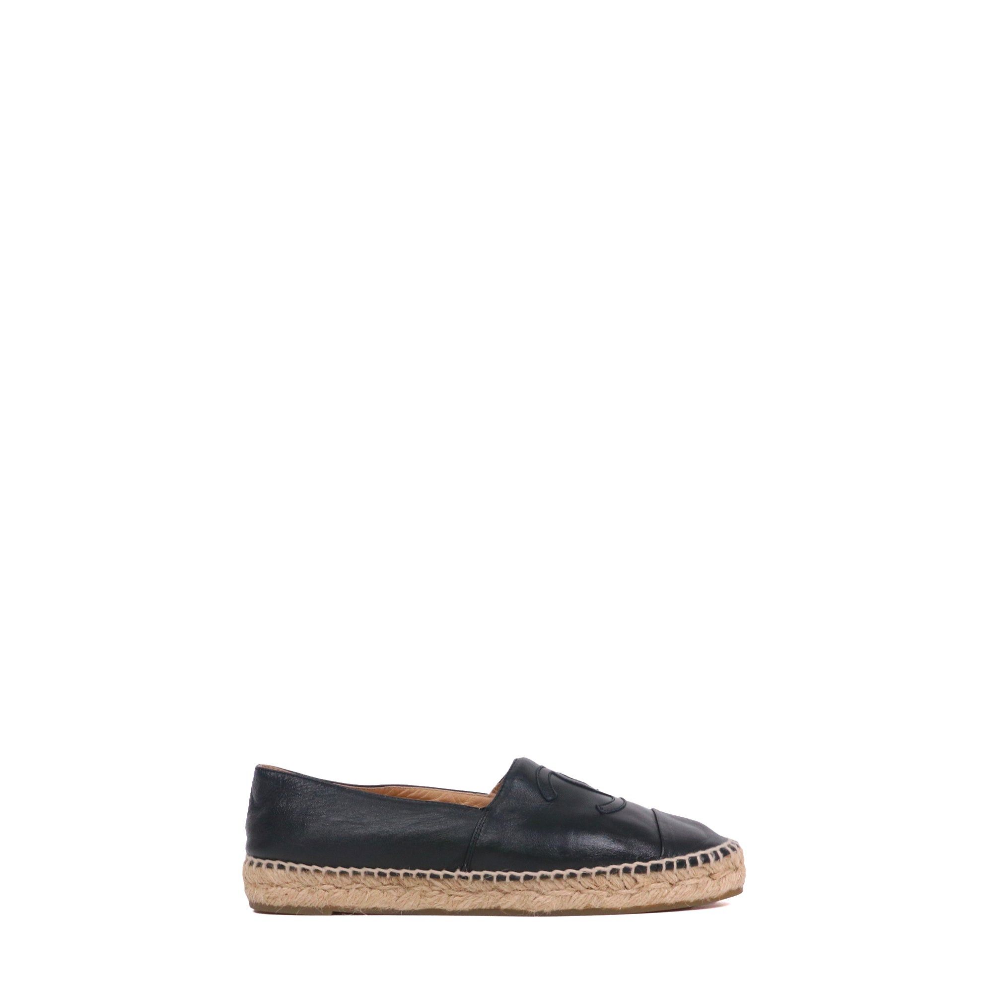 Chanel CHANEL - CC Chanel espadrilles in black leather (T37) Size US 6 / IT 36 - 2 Thumbnail