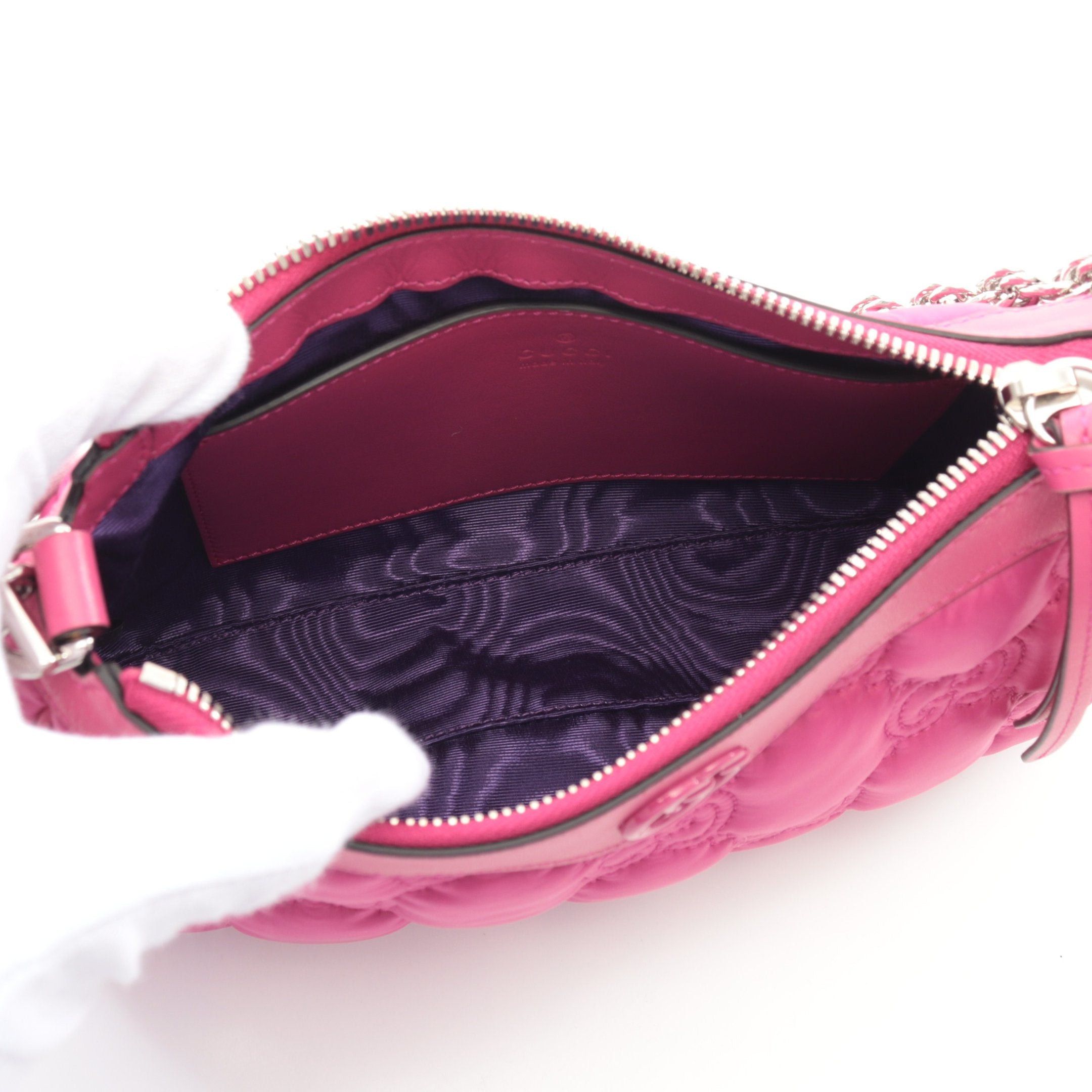 Gucci Gucci Gg Matelasse Chain Handbag Nylon Leather Pink Purple Size ONE SIZE - 3 Thumbnail