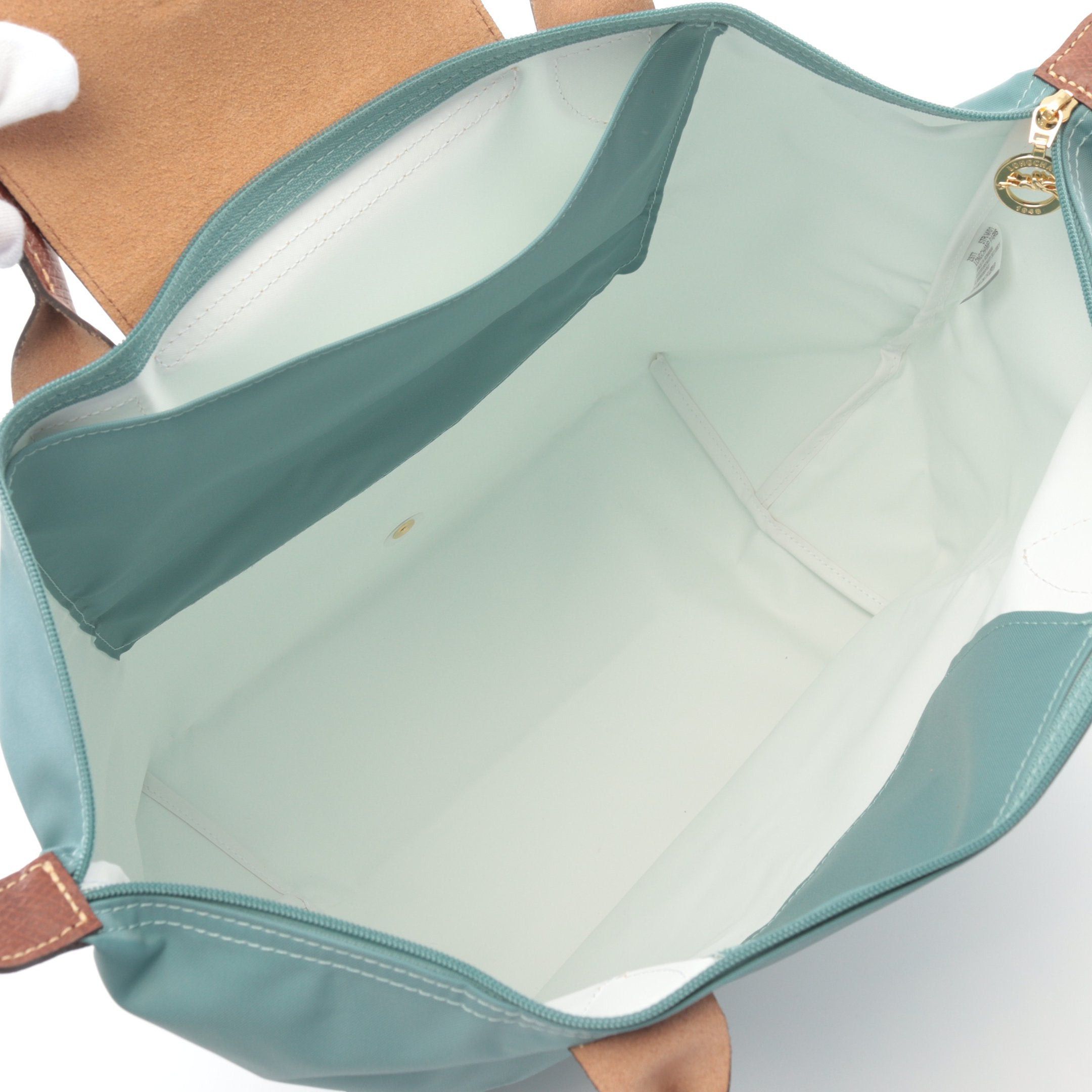 Longchamp Longchamp Le Preage Original L Shoulder Bag Tote Nylon Leather Blue Green Brown Size ONE SIZE - 3 Thumbnail