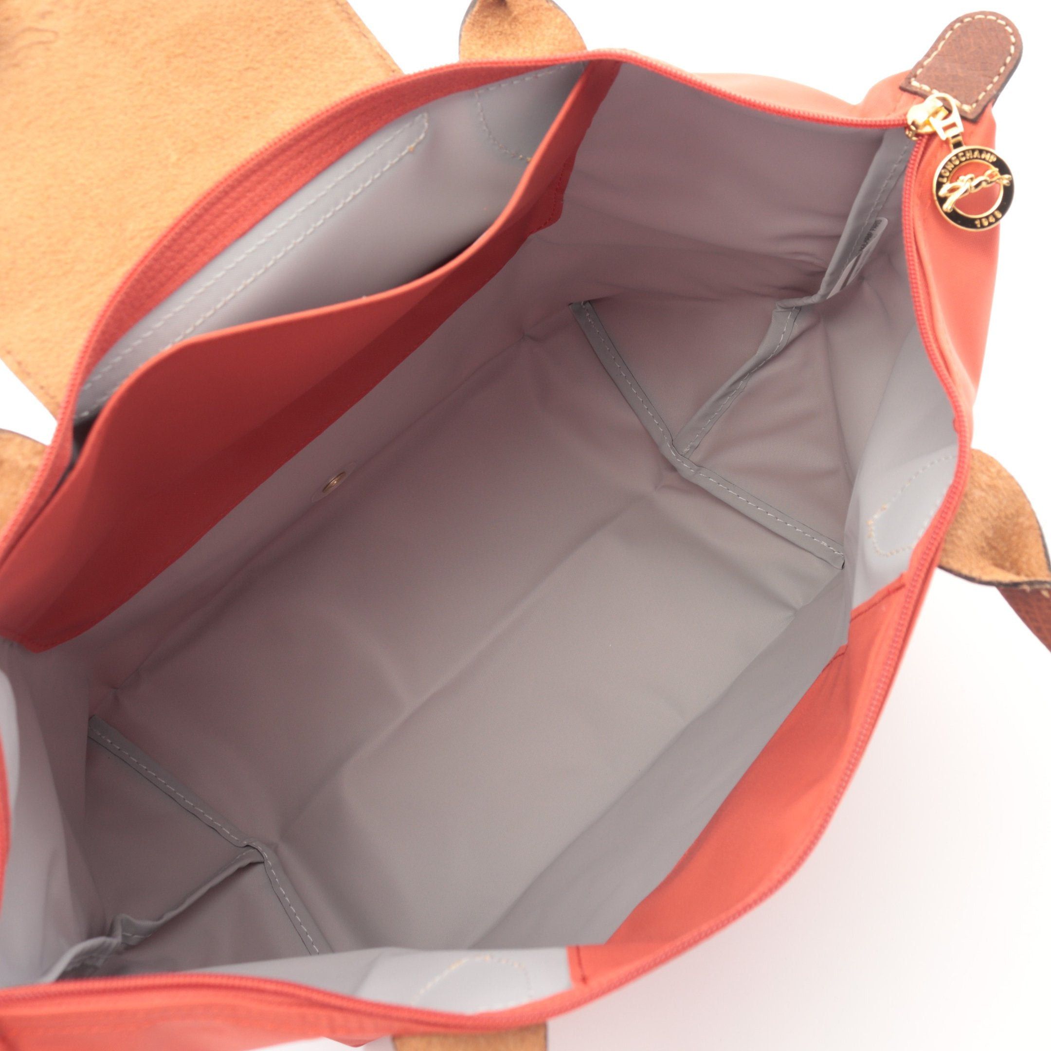 Longchamp Longchamp Le Pliage Original M Preage Shoulder Bag Tote Nylon Leather Orange Brown Size ONE SIZE - 3 Thumbnail