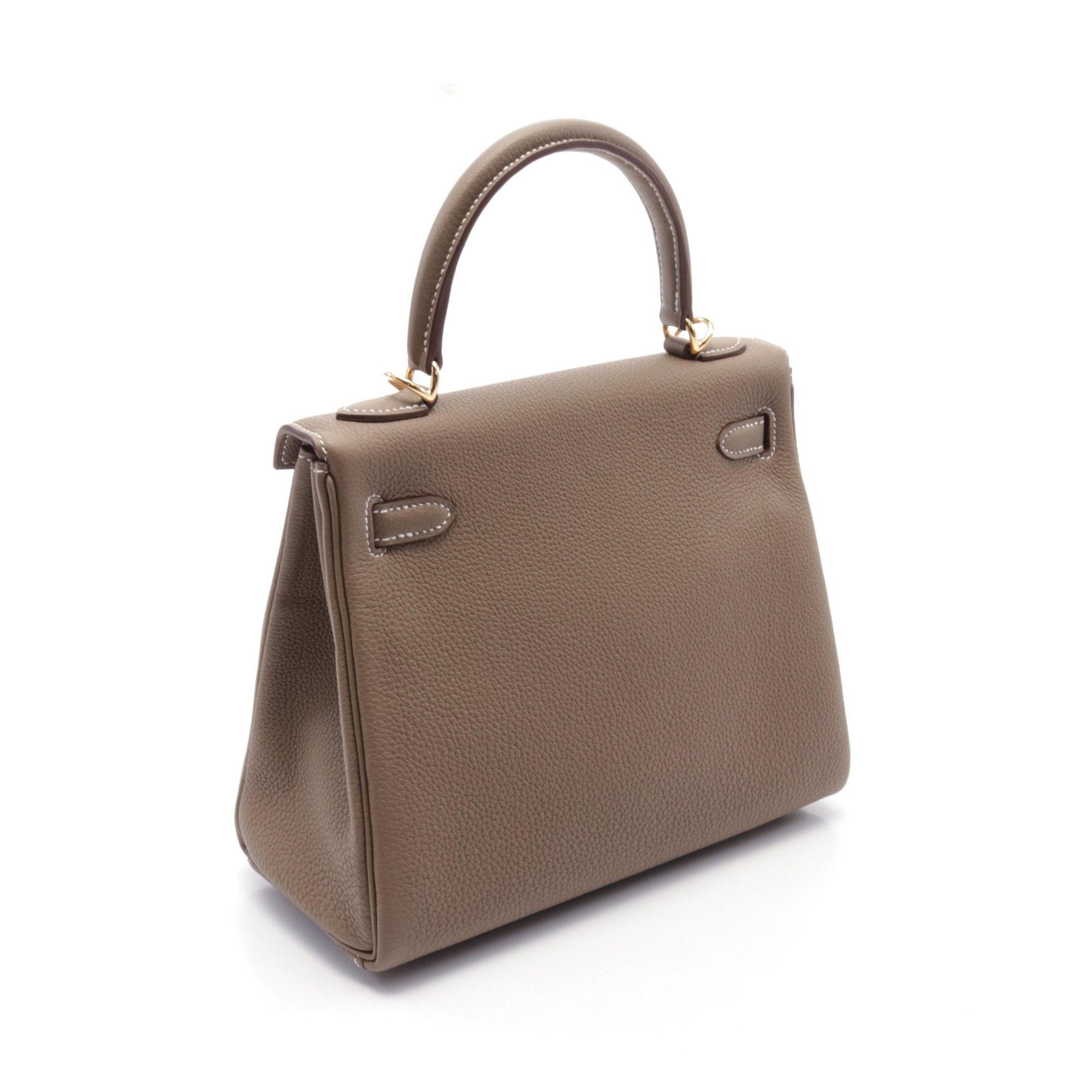Hermes Hermes Kelly 25 Etoupe Handbag Togo Gray Brown Gold Hardware Double Engraved Size ONE SIZE - 2 Thumbnail