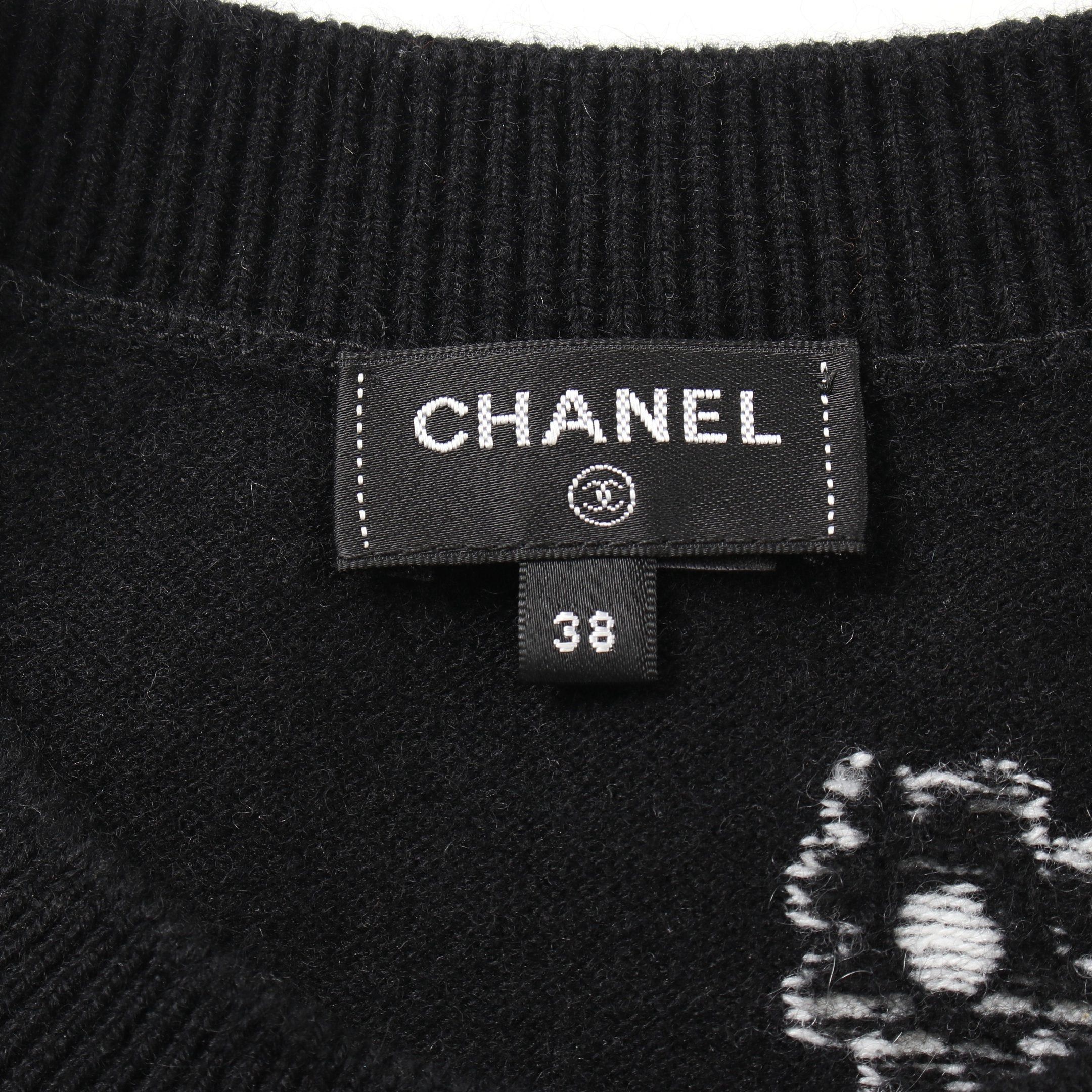 Chanel Chanel Coco Mark Daisy Sweater Knit Crew Neck Cashmere Black White 22P Size ONE SIZE - 3 Thumbnail