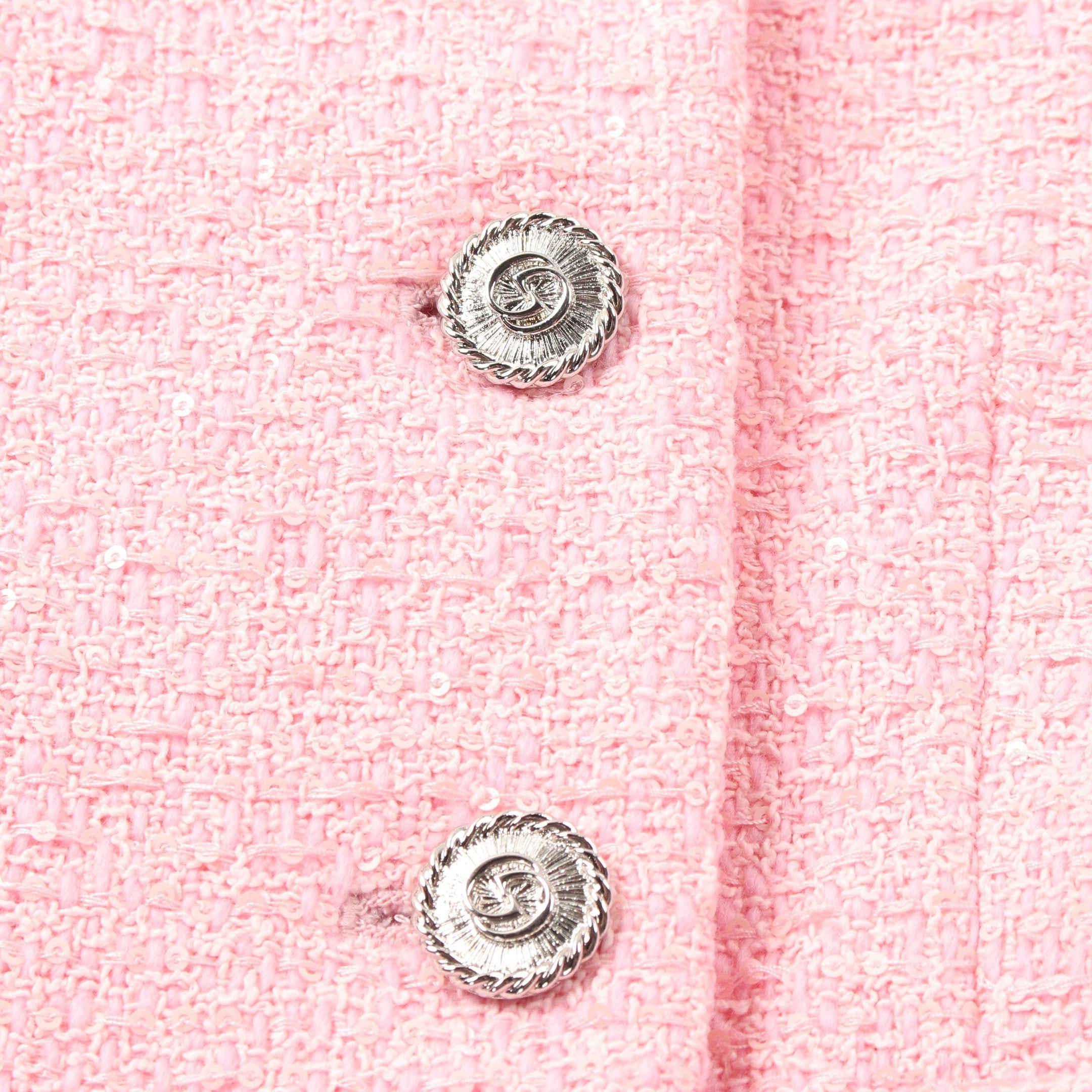Gucci Gucci Cropped Tweed Jacket Cotton Wool Pink Sequin Size ONE SIZE - 7 Thumbnail